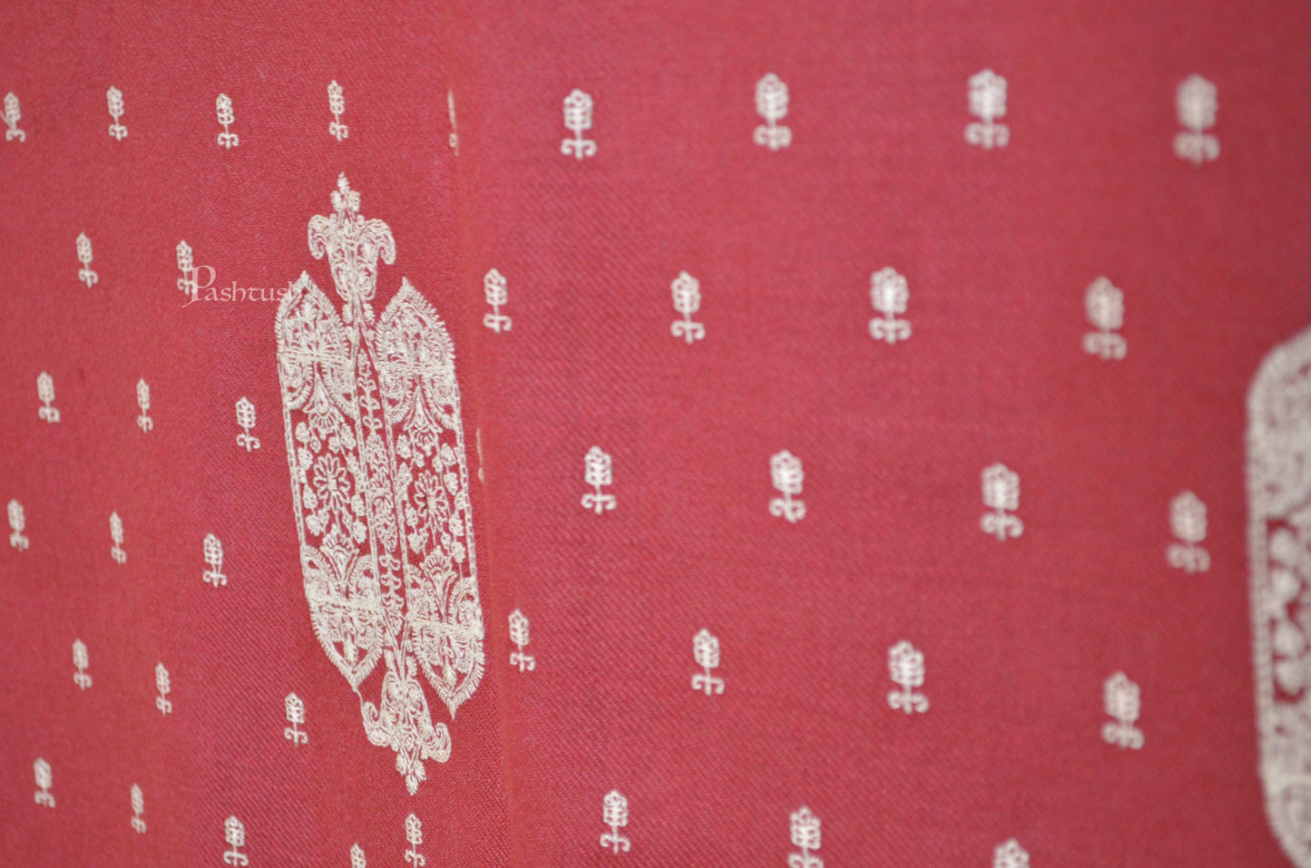 Pashtush India Womens Stoles and Scarves Scarf Pashtush Womens Fine Wool Shawl ,Tone on Tone Embroidery Design , Maroon