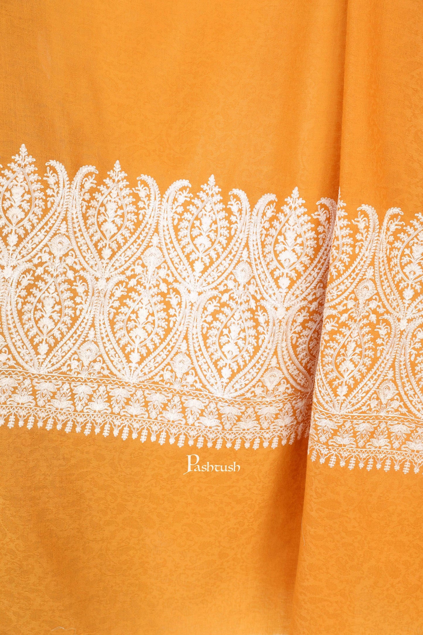 Pashtush India 114x228 Pashtush Womens Fine Wool Shawl, With Tone on Tone Nalki Embroidery, Soft and Warm