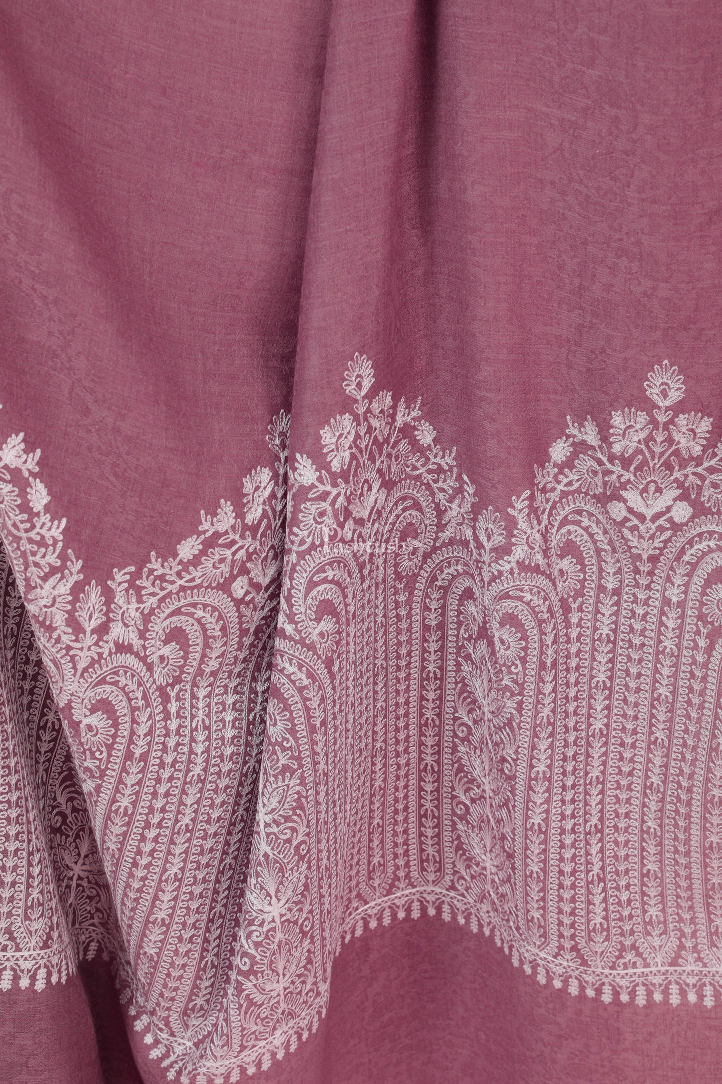 Pashtush India Womens Shawls Pashtush Womens Fine Wool Shawl, With Tone On Tone Nalki Embroidery, Soft And Warm, Peel Lilac