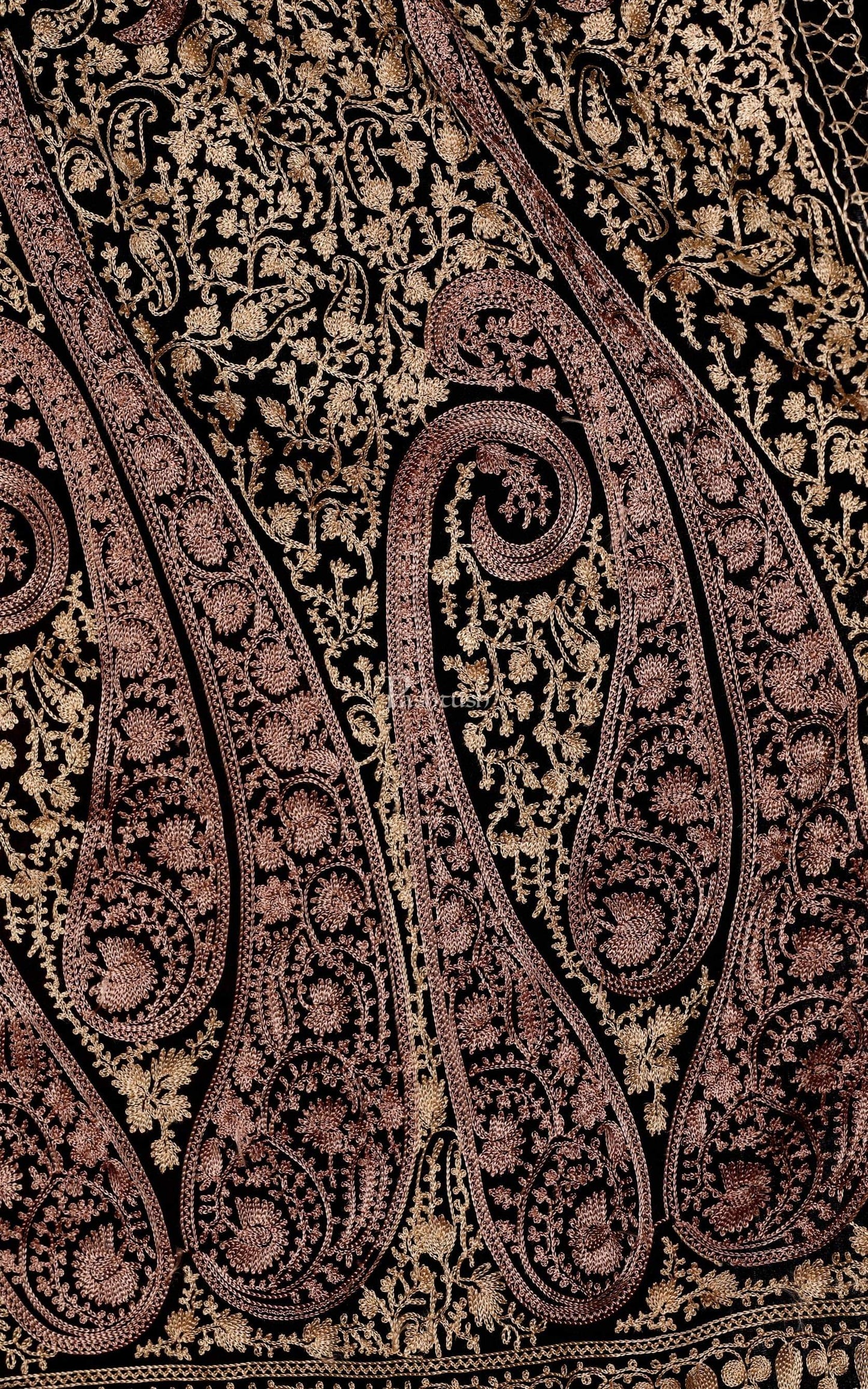 Pashtush Store Stole Pashtush Womens Fine Wool, Silky Nalki Embroidery Needlework Stole, Black