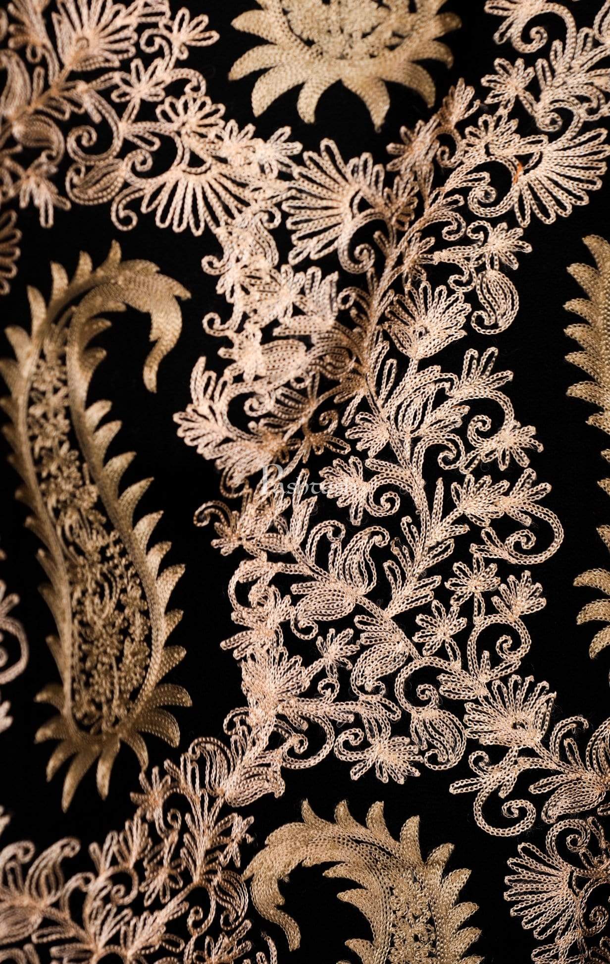 Pashtush India 70x200 Pashtush Womens Fine Wool, Silky Nalki Embroidery Needlework Stole, Black