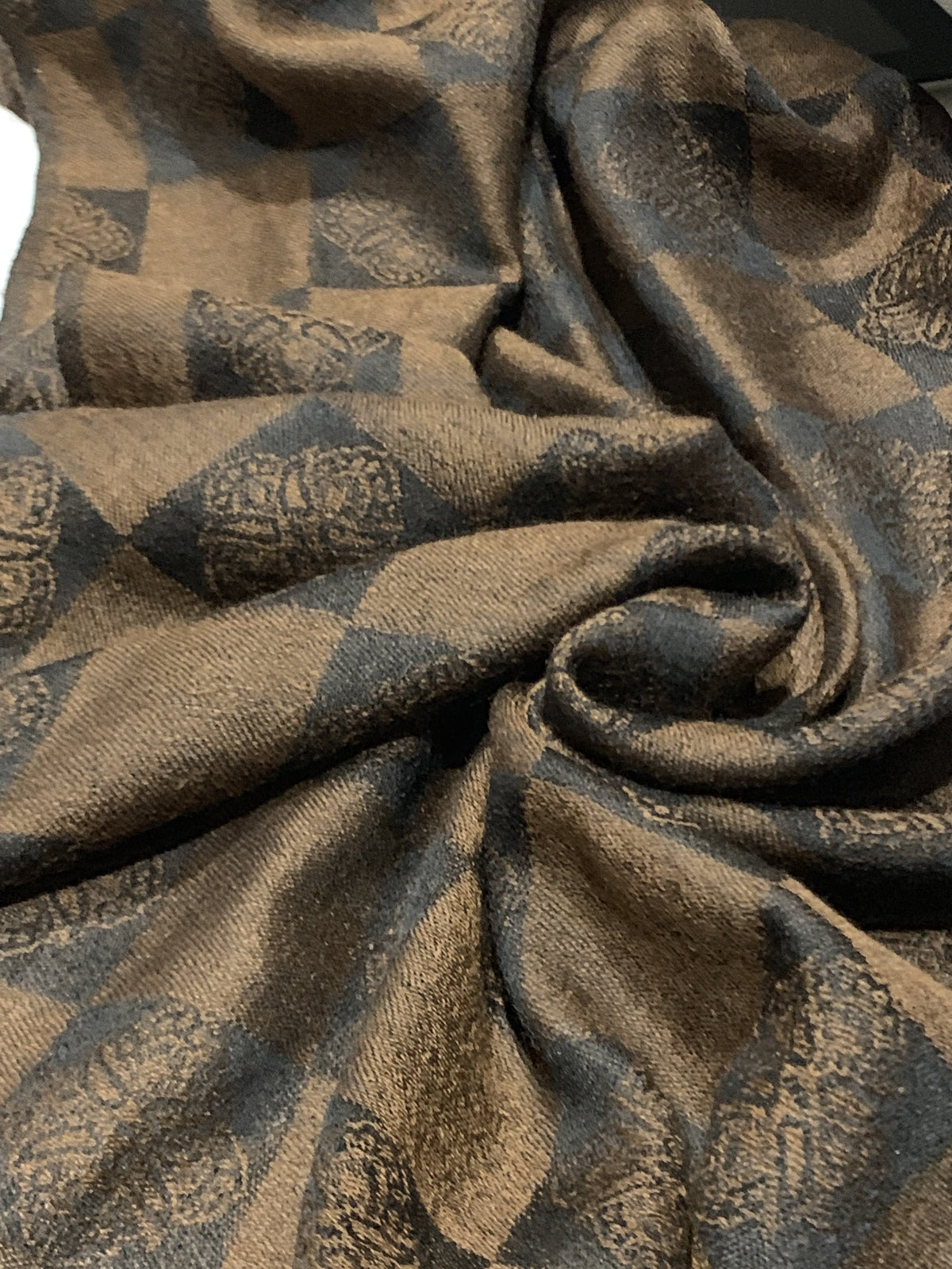 Pashtush Fine Wool Soft And Warm Twin Check Black Coffee