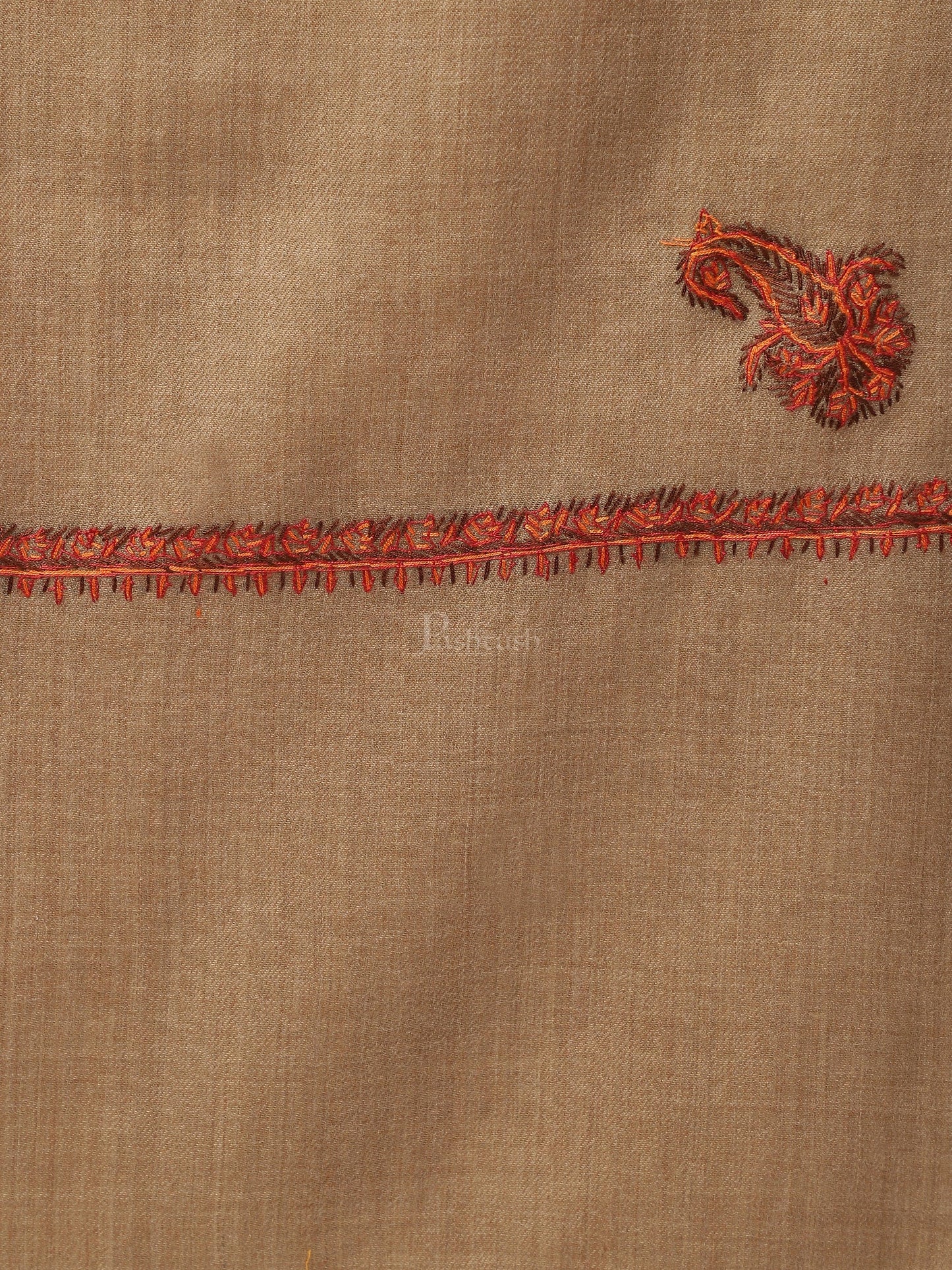 Pashtush India Womens Stoles and Scarves Scarf Pashtush womens Fine Wool Stole, Kingri design, Taupe