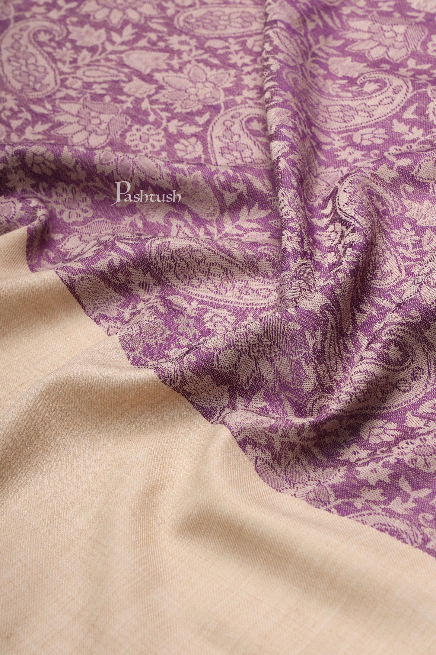 Pashtush India Womens Stoles Pashtush Womens Fine Wool Stole, Pasiley Design, Purple