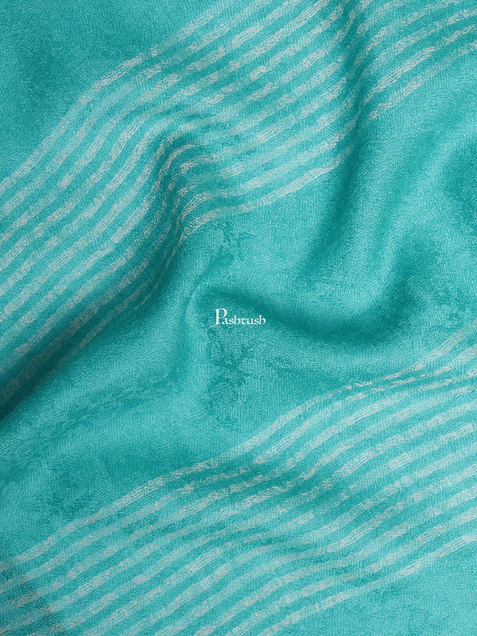 Pashtush India Womens Stoles and Scarves Scarf Pashtush Womens Fine Wool Stole, Striped Weave, Peruvian Green