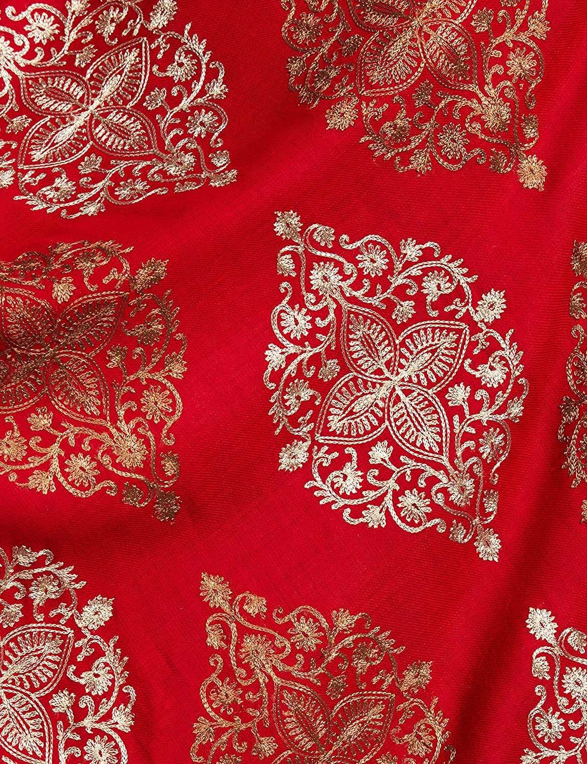 Pashtush India 70x200 Pashtush Womens Fine Woollen, Silky Thread Nalki Embroidery Stole, red