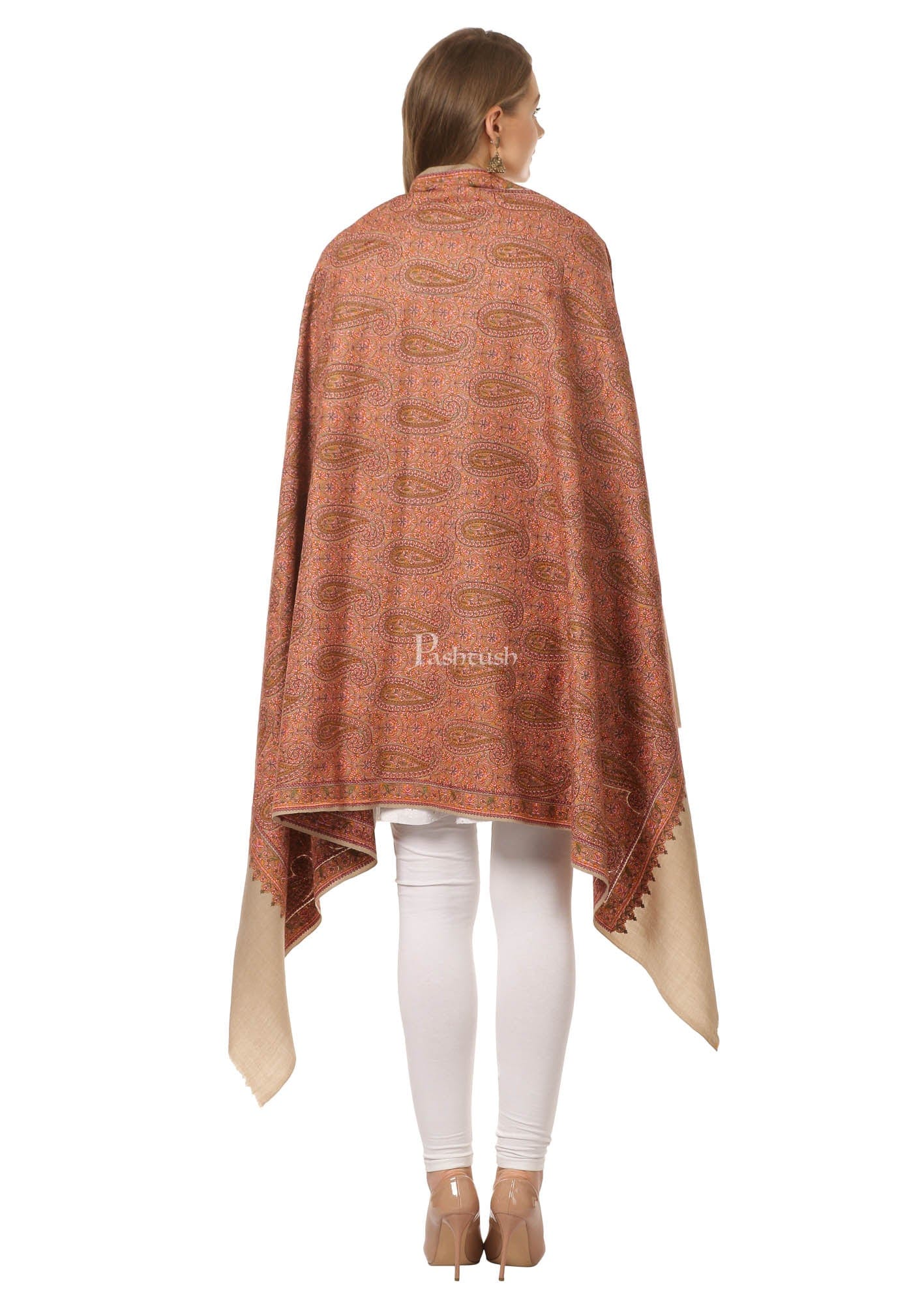 Pashtush India Womens Shawls Pashtush Womens Fineembroidery Shawl With Silk Thread Embroidery