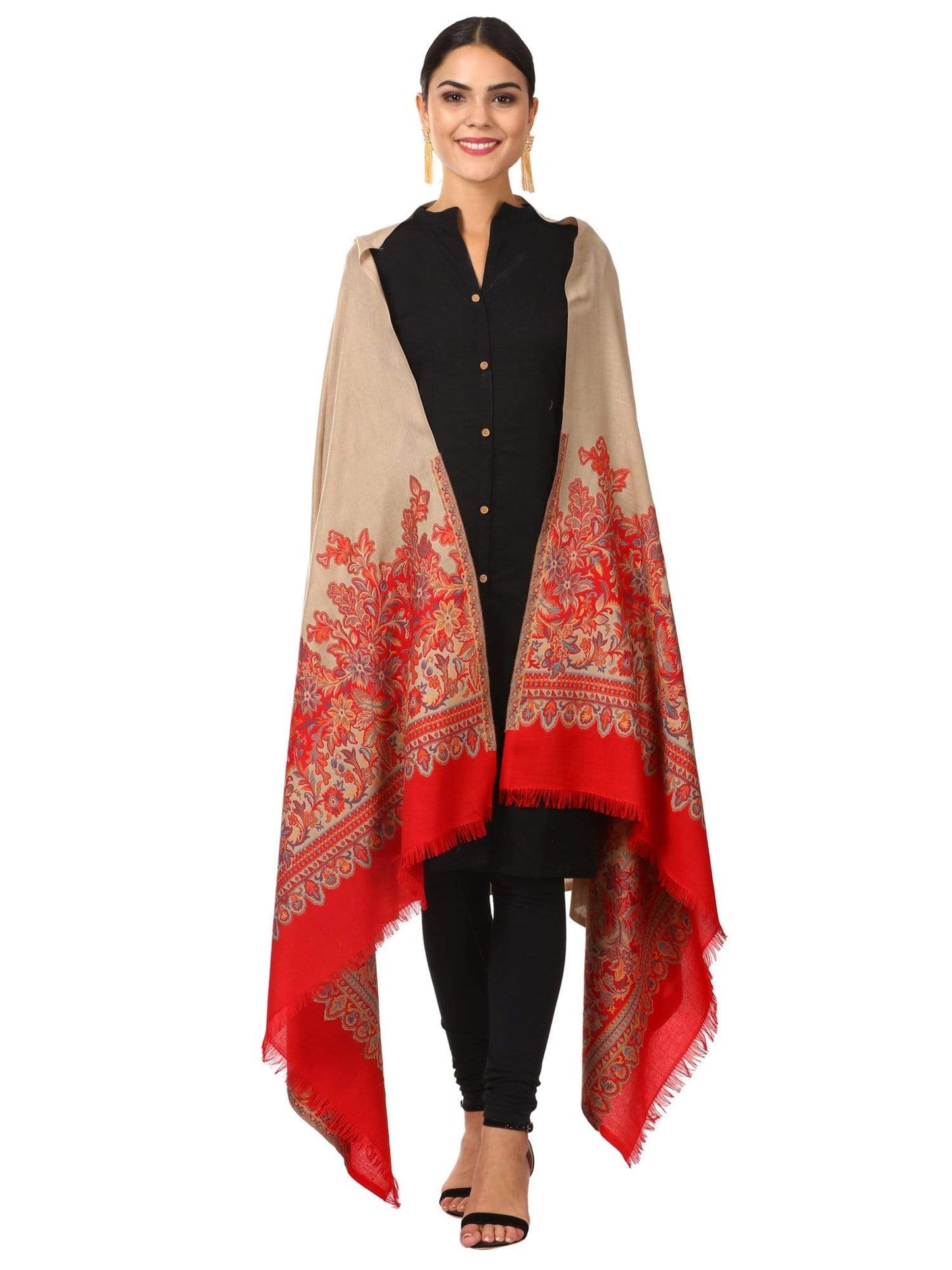 Pashtush Shawl Store Shawl Pashtush womens Floral Jacquard Shawl, Faux Pashmina floral