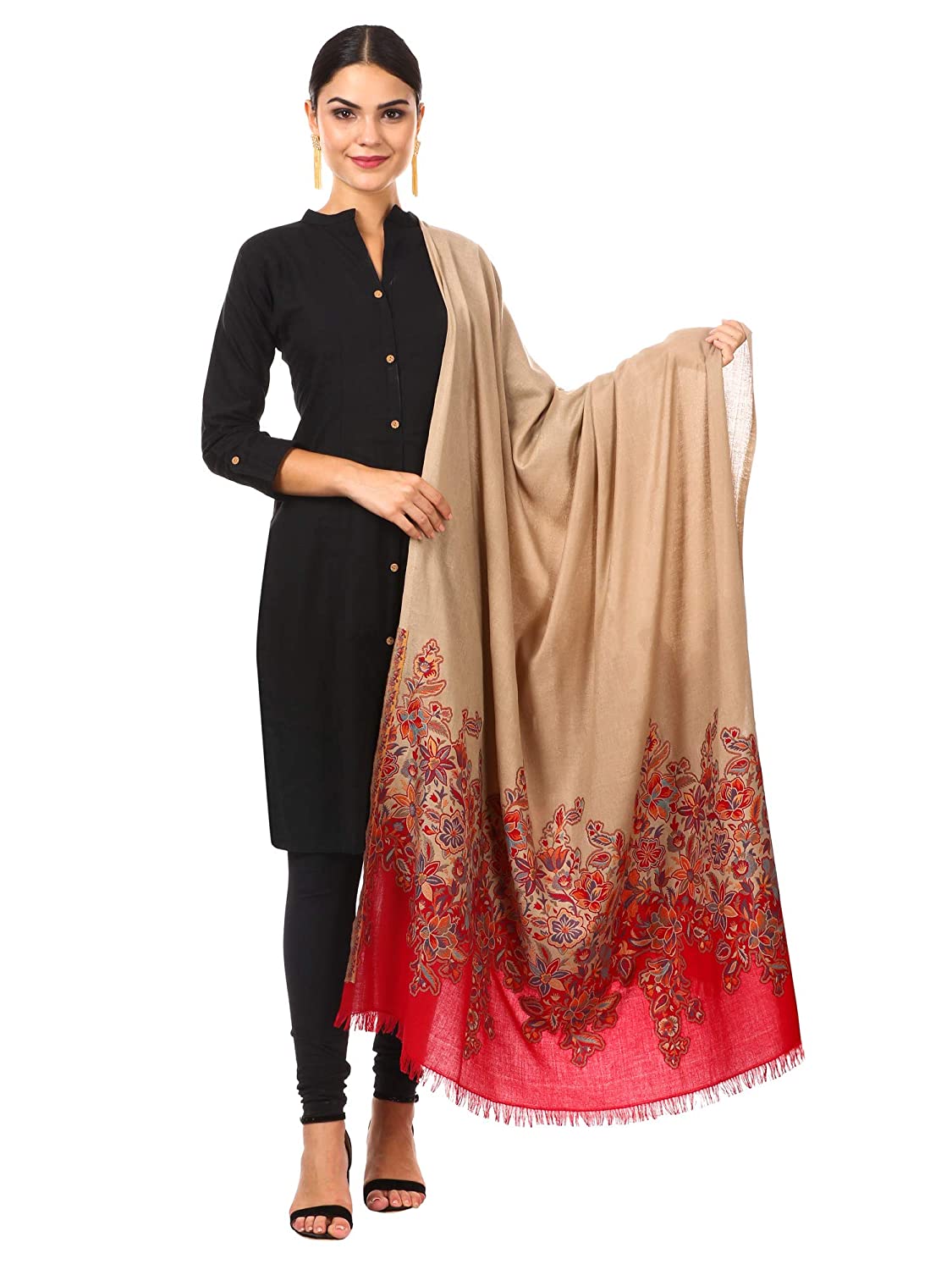 Pashtush Womens Floral Jacquard Shawl, Faux Pashmina Floral