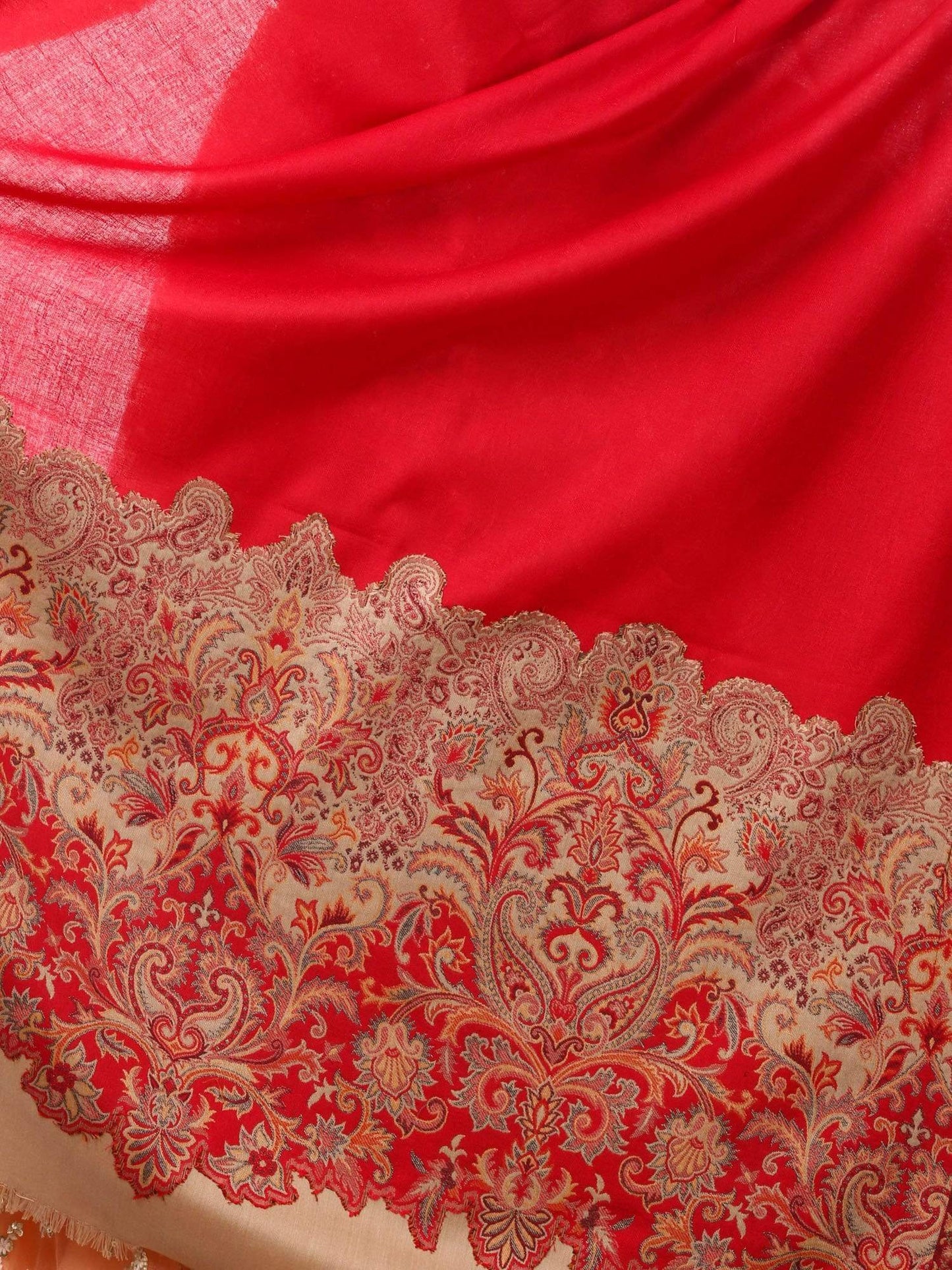 Pashtush India 100x200 Pashtush womens Floral Jacquard Shawl, Faux Pashmina Red