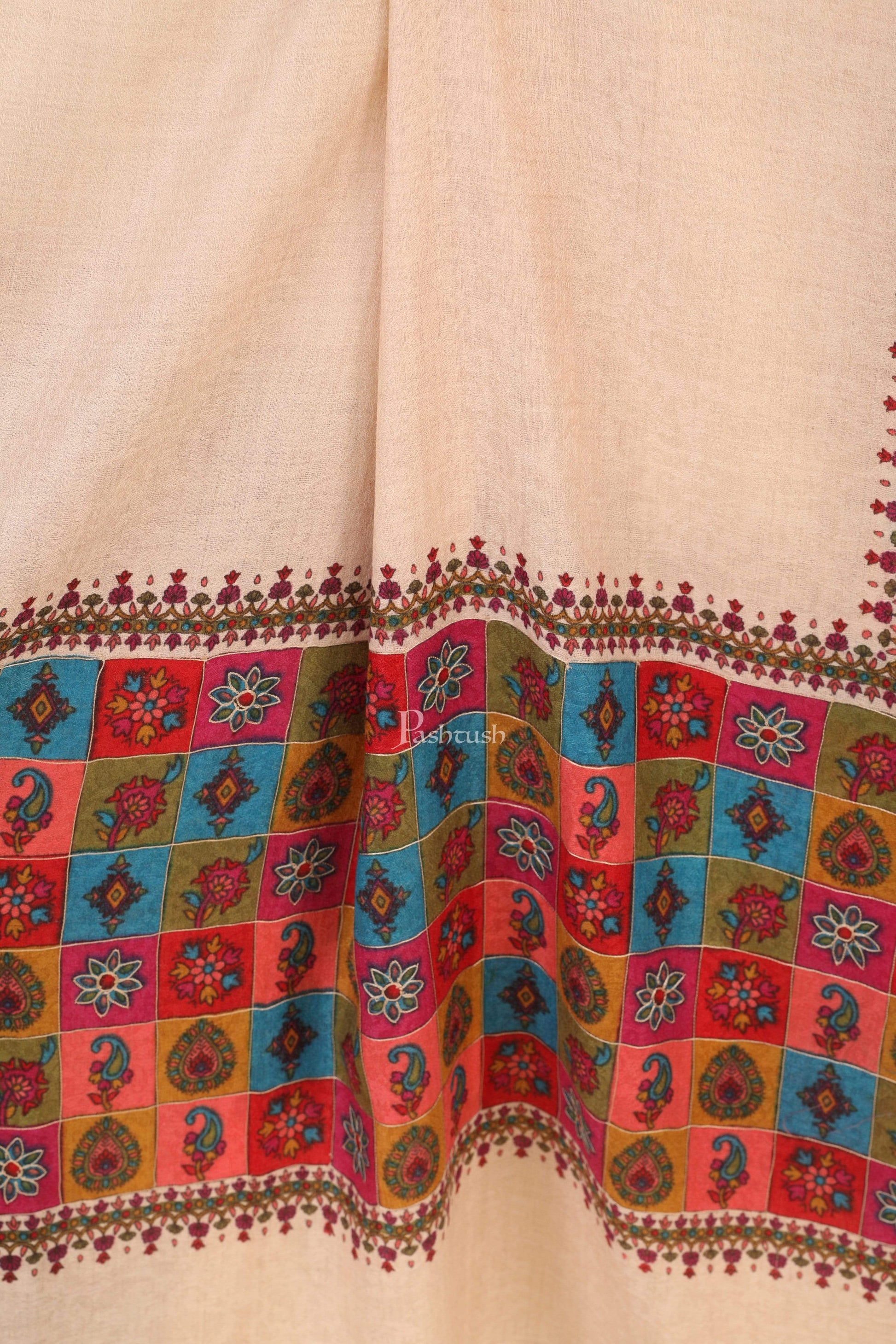 Pashtush India 114x228 Pashtush Womens Hand Embroidered Kalamkari Shawl, Fine Wool
