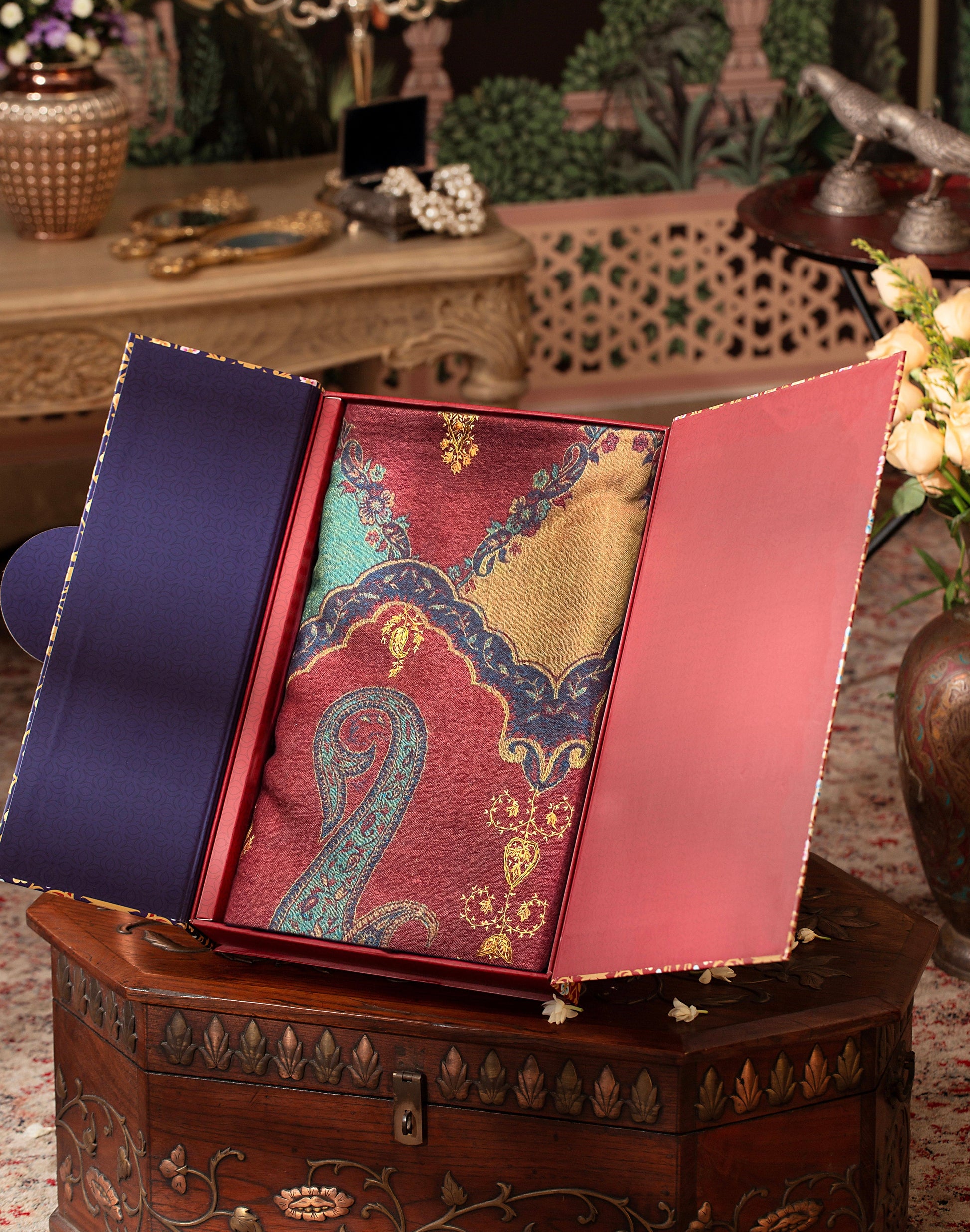 Pashtush India Gift Pack Pashtush Womens Hand Embroidered Shawl, Soft Wool, Multicoloured