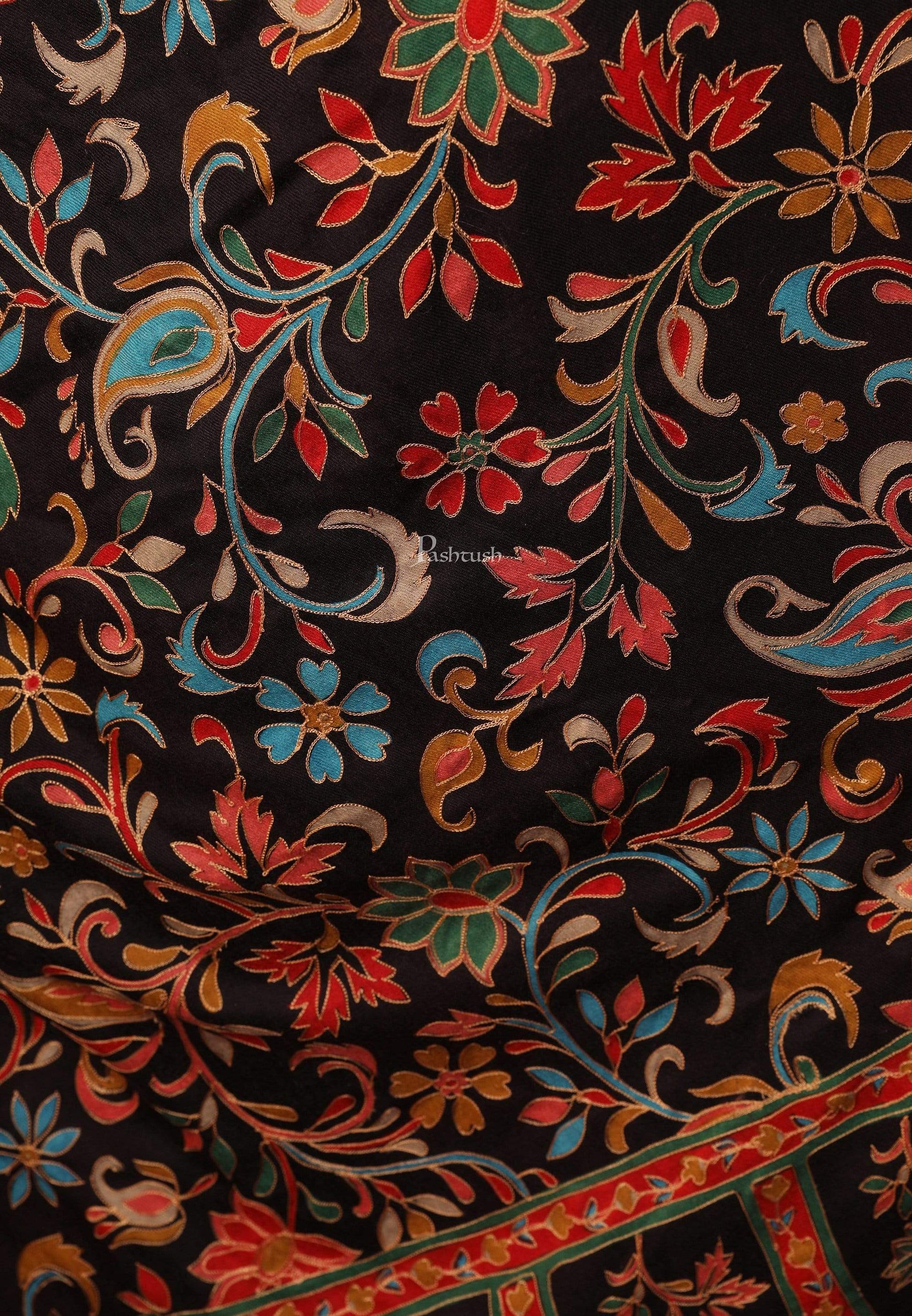 Pashtush India 70x200 Pashtush Womens Hand Embroidery Kalamkari Stole, With Outlined Nalki Work