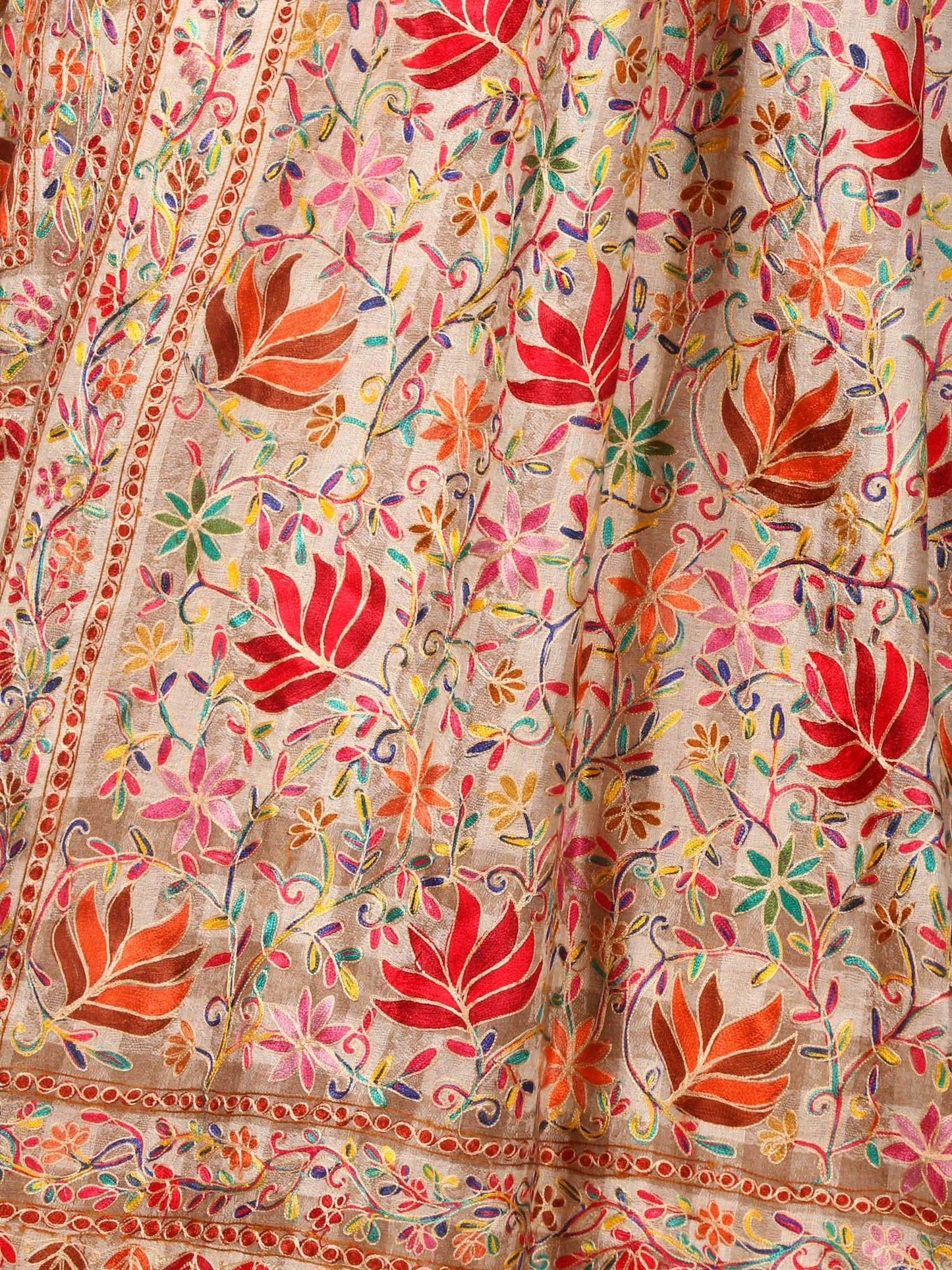 Pashtush Womens Hand Embroidery Nalki Stole, Multicoloured