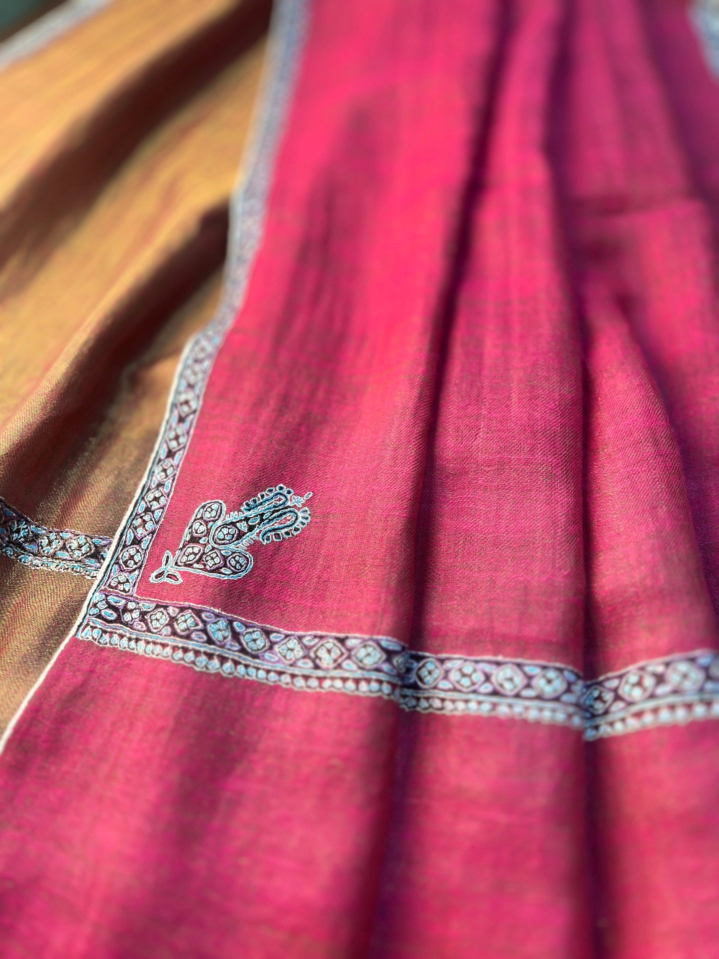 Pashtush India Womens Shawls Pashtush Womens, Hand Woven Pashmina Shawl, Kashmiri Hand Embroidery With Zari Weave Design, Crimson
