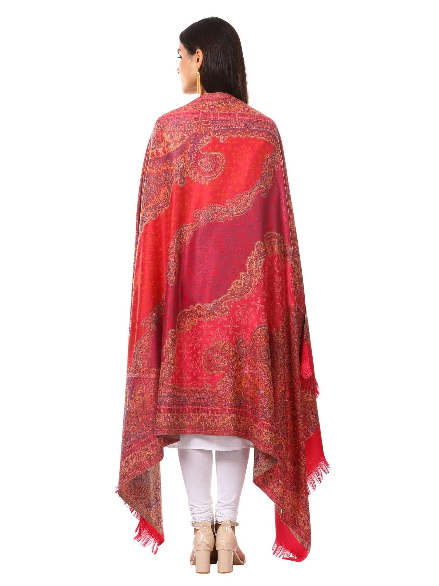 Pashtush Shawl Store Shawl Pashtush womens Jamawar Shawl, Soft Faux Pashmina - Pink