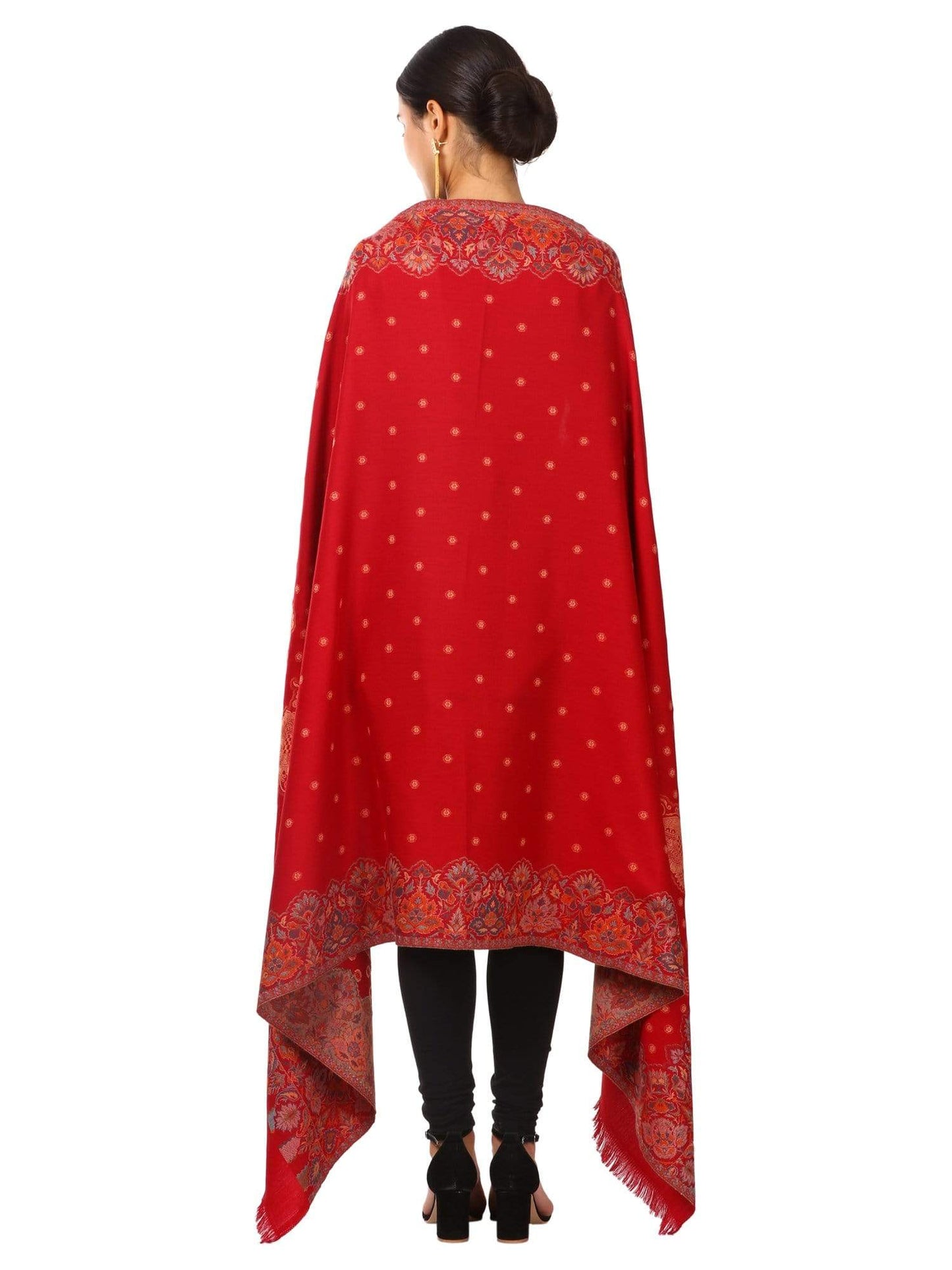 Pashtush Shawl Store Shawl Pashtush womens Jamawar Shawl, Soft Faux Pashmina Red