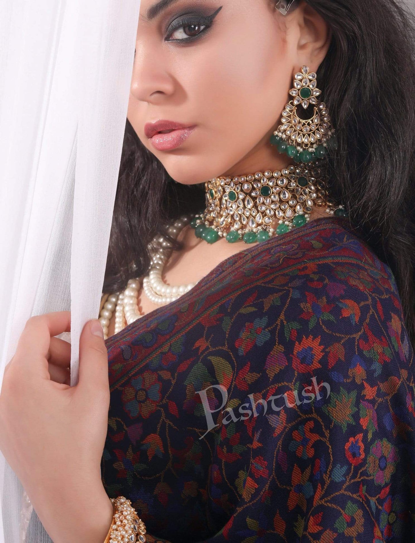 Pashtush India 100x200 Pashtush Womens Kaani Shawl, Faux Pashmina, Soft and Warm, Multi coloured