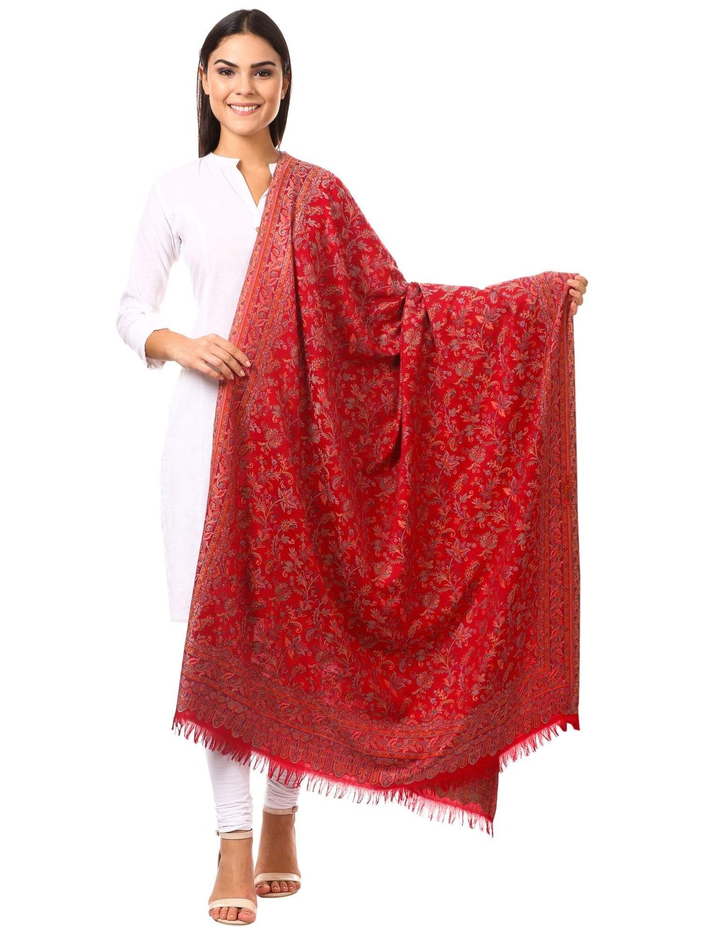 Pashtush Store Shawl Pashtush Womens Kaani Shawl, Faux Pashmina, Soft and Warm (Scarlet Red)