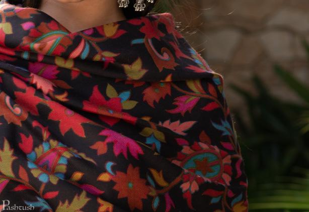 Pashtush India 70x200 Pashtush Womens Kalamkari Fine Wool Hand Printed Stole Scarf