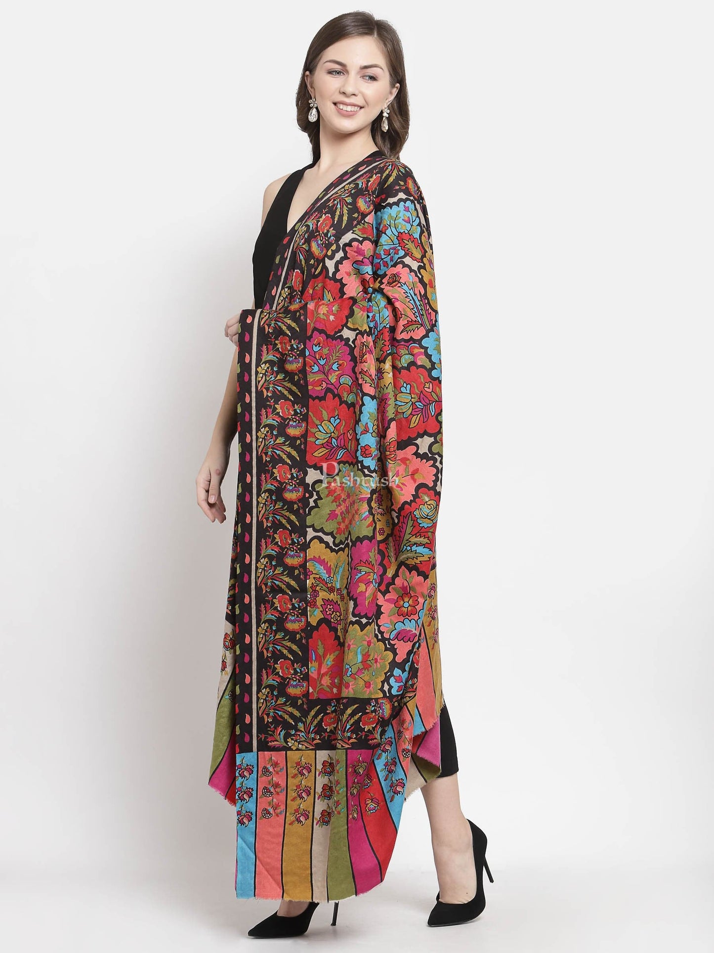 Pashtush India Womens Shawls Pashtush Womens Kalamkari Printed Shawl, Medium, Thick And Warm