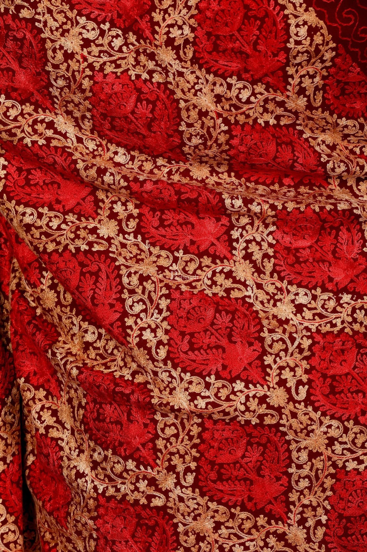 Pashtush India 70x200 Pashtush Womens Kashmiri Embroidery Shawl, Aari Embroidery, Maroon