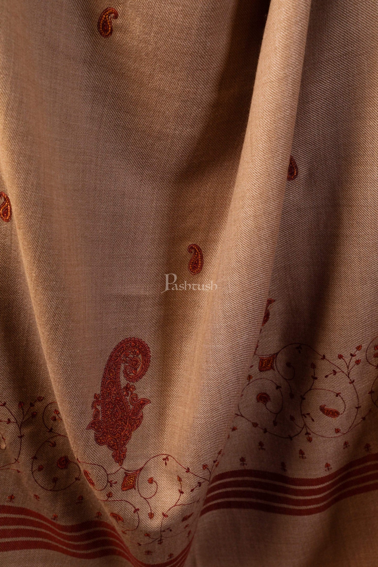Pashtush India 114x228 Pashtush Womens Kashmiri Embroidery Shawl, Large and Warm