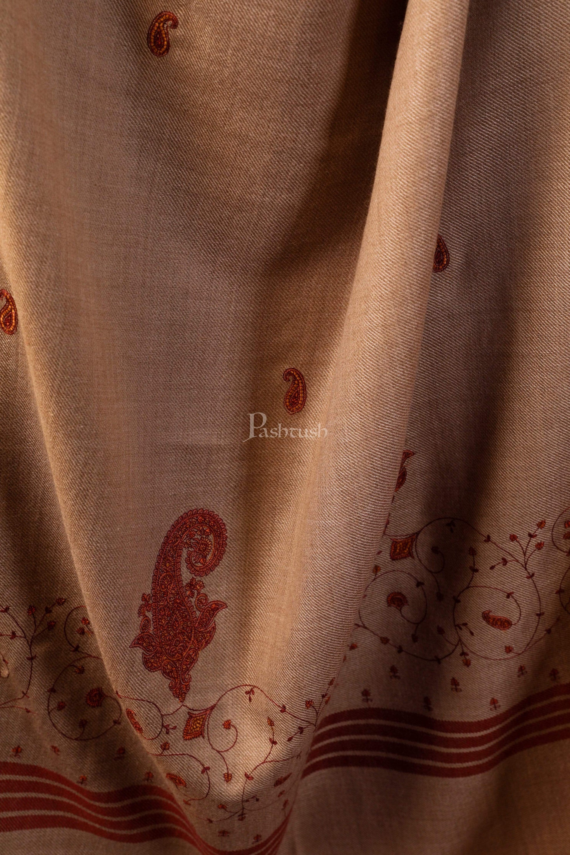 Pashtush India 114x228 Pashtush Womens Kashmiri Embroidery Shawl, Large and Warm