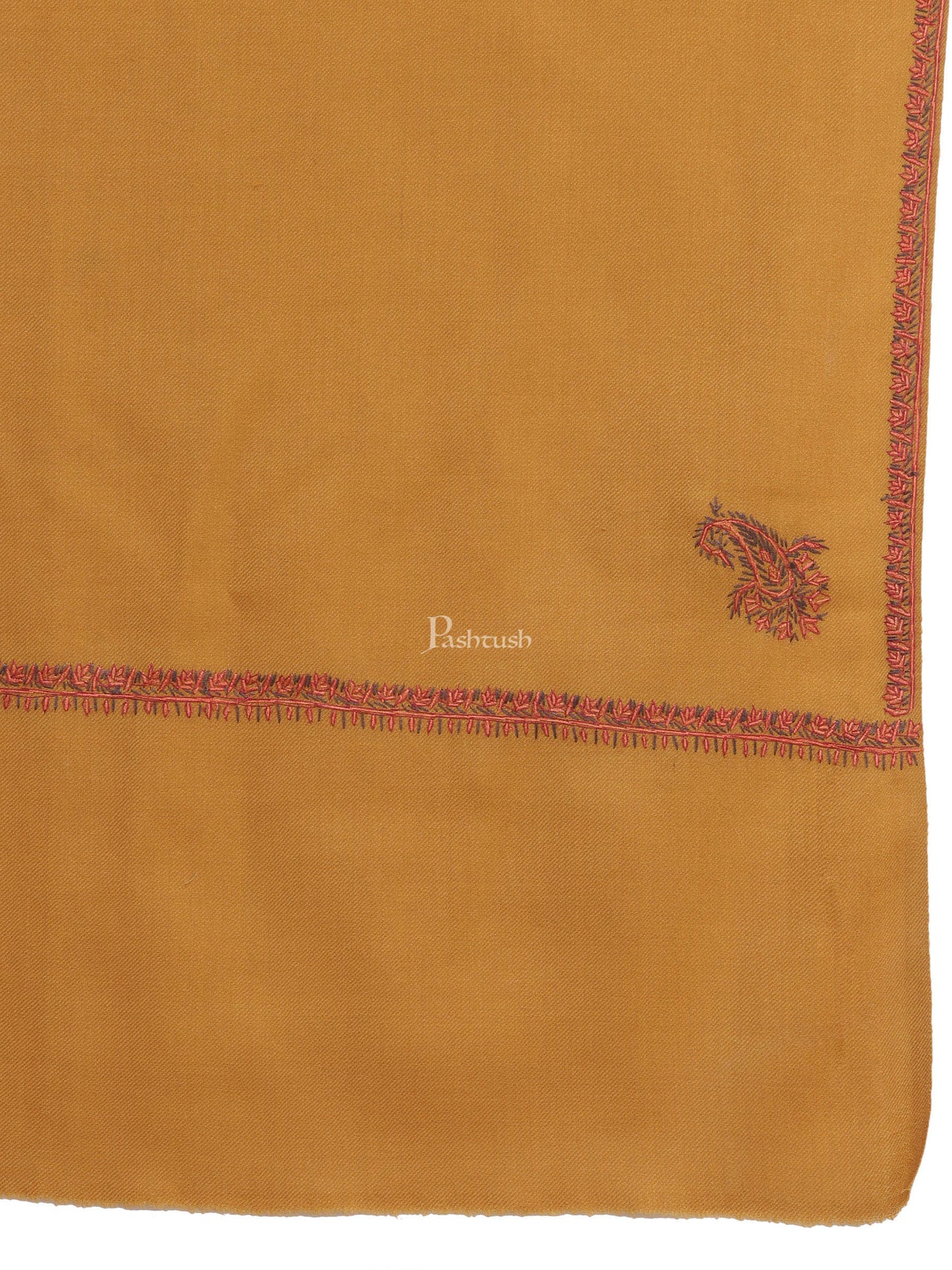 Pashtush India Womens Shawls Pashtush Womens Kashmiri Hand Embroidered Shawl, Mustard