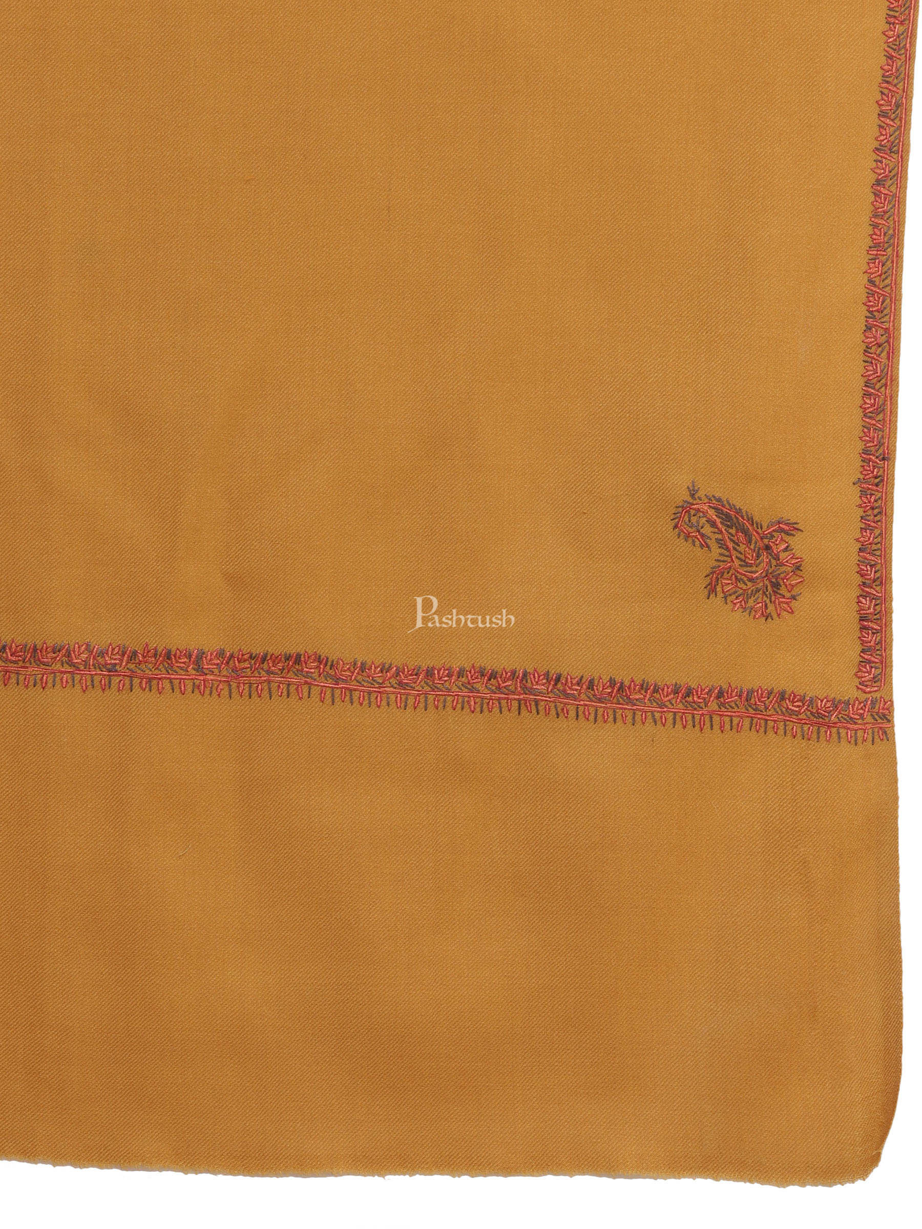 Pashtush India Womens Shawls Pashtush Womens Kashmiri Hand Embroidered Shawl, Mustard