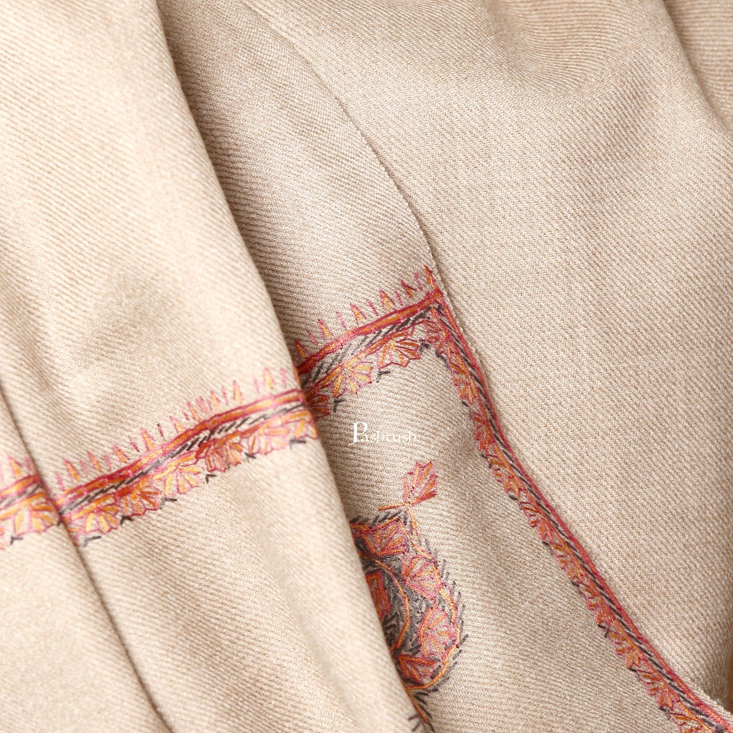Pashtush India Womens Shawls Pashtush Womens Kashmiri Hand Embroidery Shawl, Woollen, Kingri