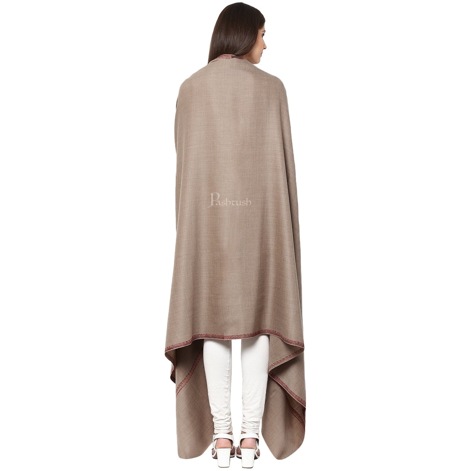 Pashtush India Womens Shawls Pashtush Womens Kashmiri Hand Embroidery Shawl, Woollen, Kingri