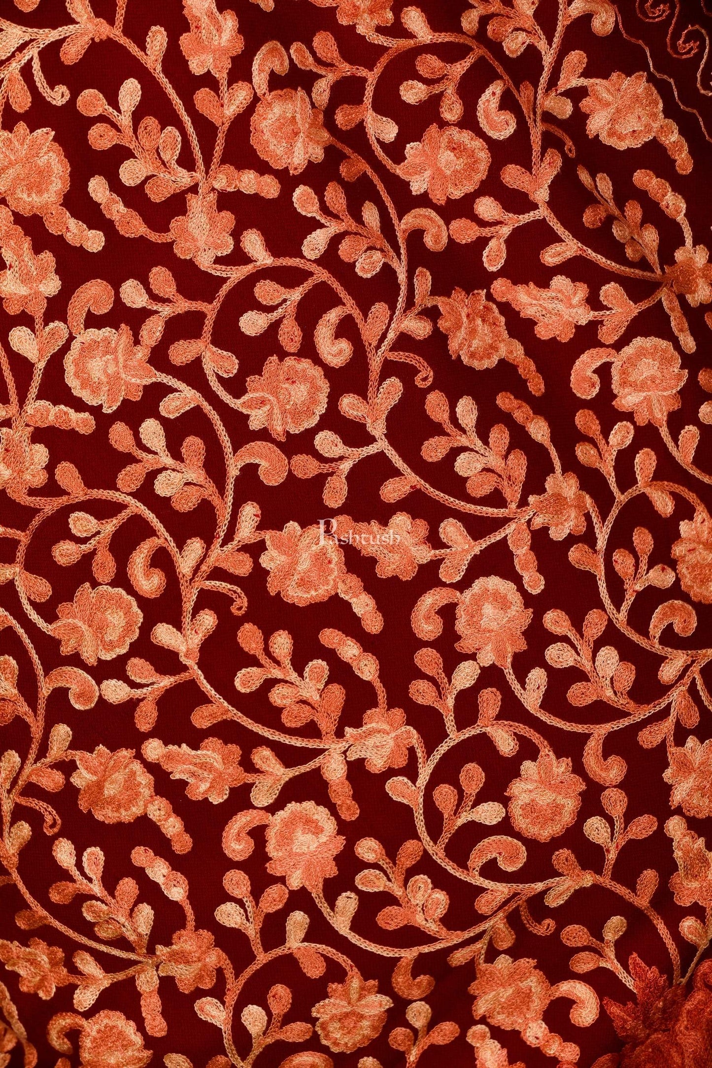 Pashtush Store Shawl Pashtush Womens Kashmiri Shawl, Aari Embroidery, Maroon