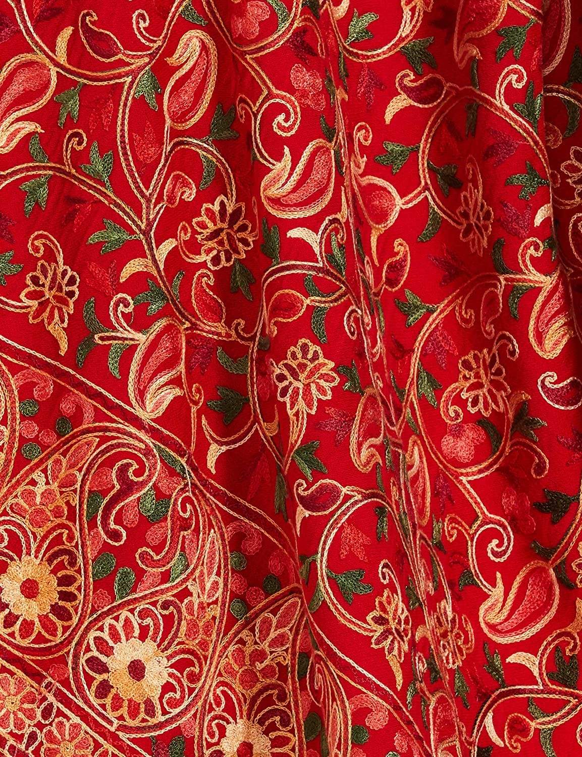 Pashtush India 100x200 Pashtush Womens Kashmiri Shawl, Aari Embroidery, Red