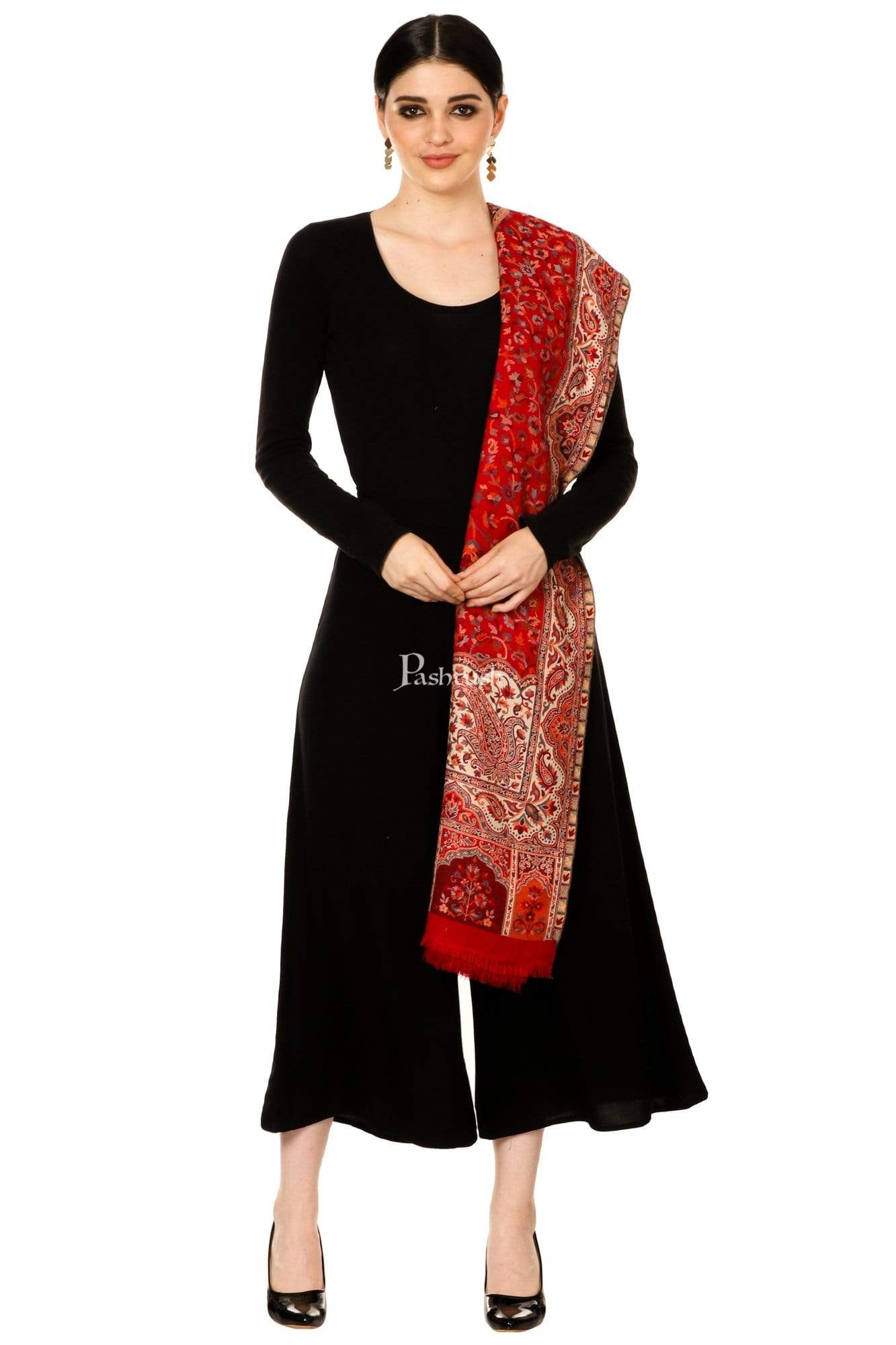 Pashtush Store Shawl Pashtush Womens Kashmiri Shawl,"Rich Garden Aesthic" Design, Vintage Look Shawls, Faux Pashmina Shawls