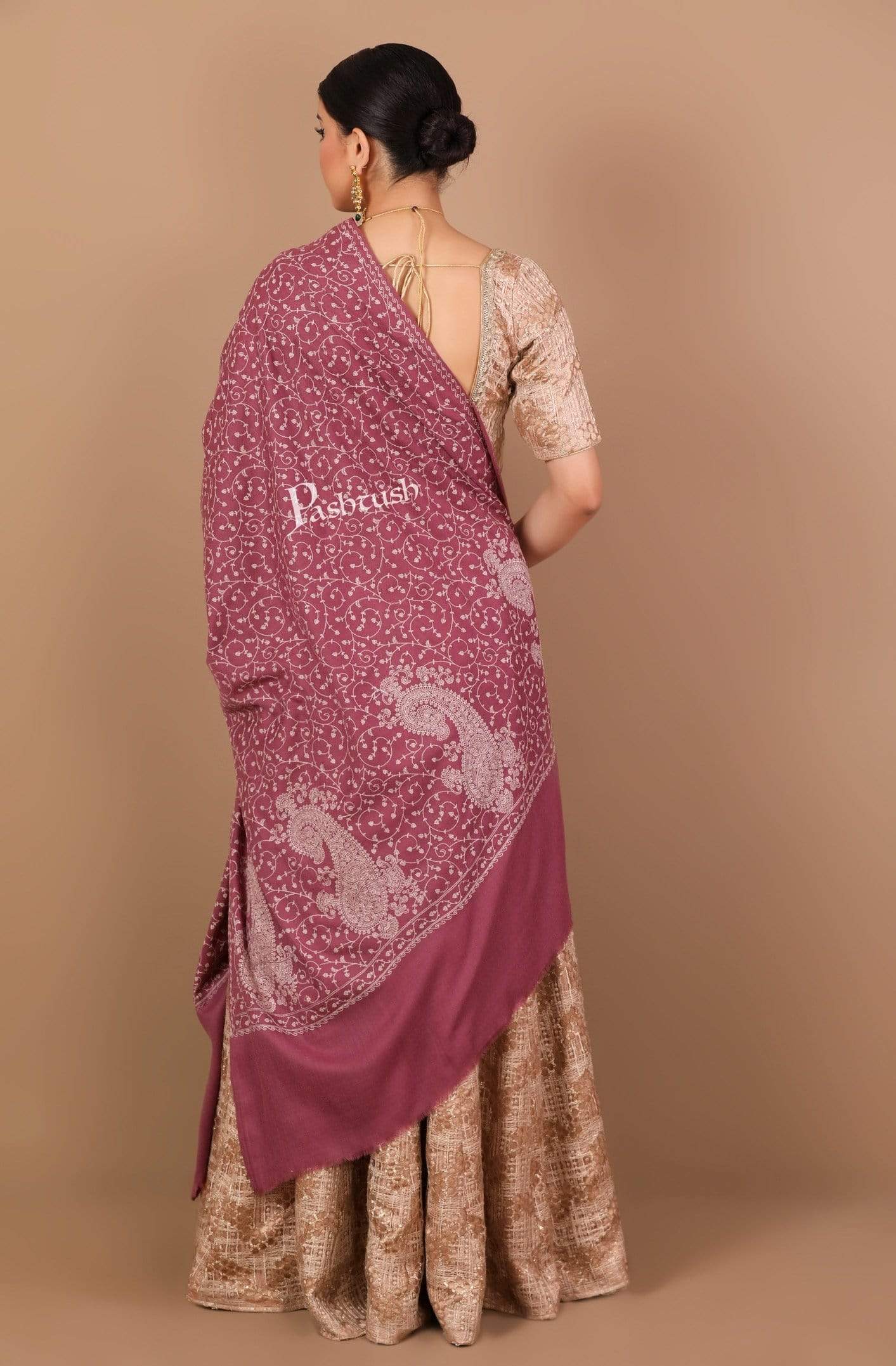 Pashtush Shawl Store Shawl Pashtush Womens Kashmiri Shawl with Tone on Tone Embroidery, Soft and Warm, Light Weight