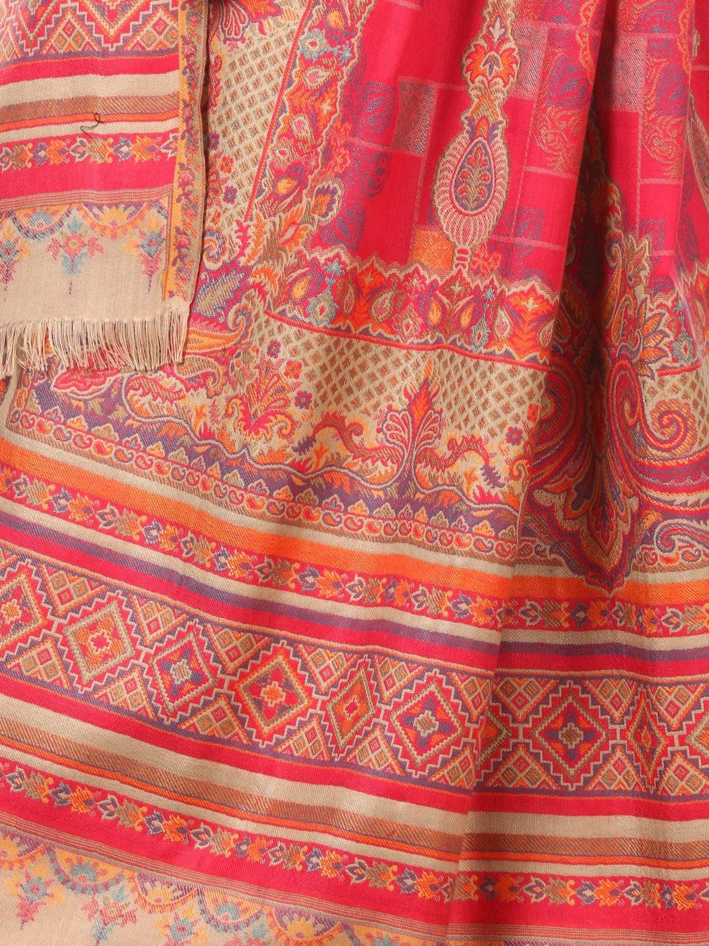 Pashtush Shawl Store Shawl Pashtush Womens Kullu Jamawar Shawl, Faux Pashmina - Pink