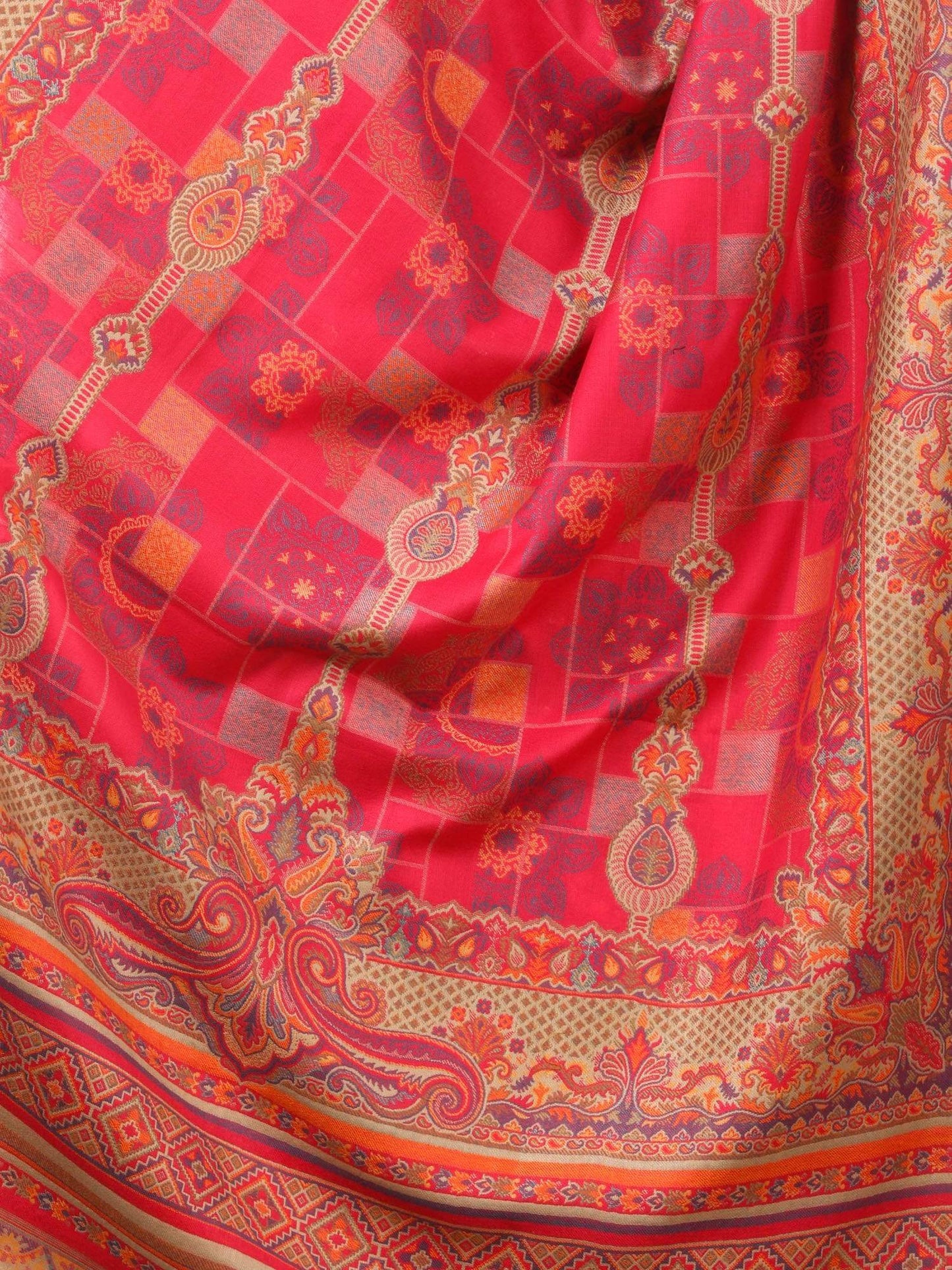 Pashtush Shawl Store Shawl Pashtush Womens Kullu Jamawar Shawl, Faux Pashmina - Pink