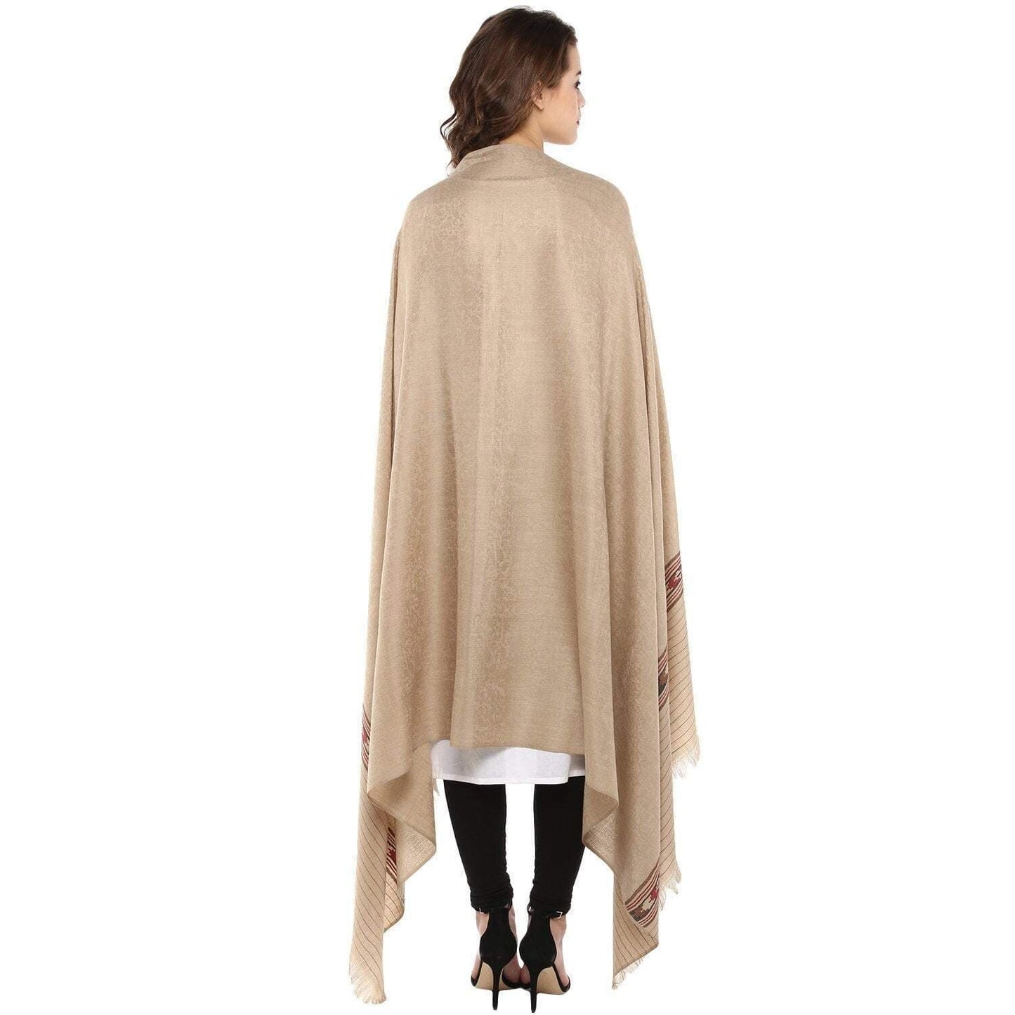 Pashtush India 100x200 Pashtush Womens Kullu Weave Shawl from Himachal, Beige