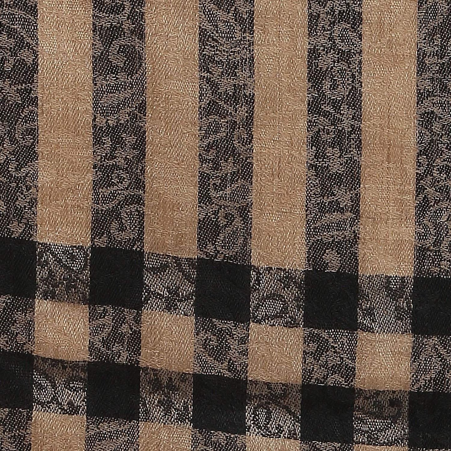 Pashtush India 70x200 Pashtush Womens Luxury Wool Check Scarf, Soft Pashmina Scarf Stole, Extra-Fine (black and beige)