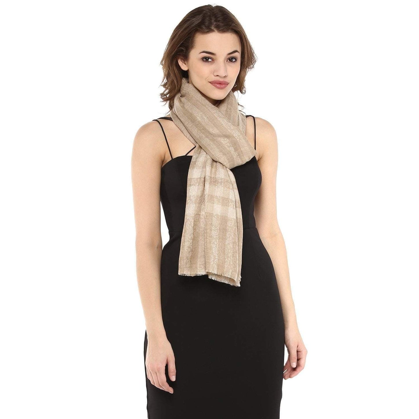Pashtush India 70x200 Pashtush Womens Luxury Wool Check Scarf, Soft Wool Reversible Scarf Stole, Extra-Fine