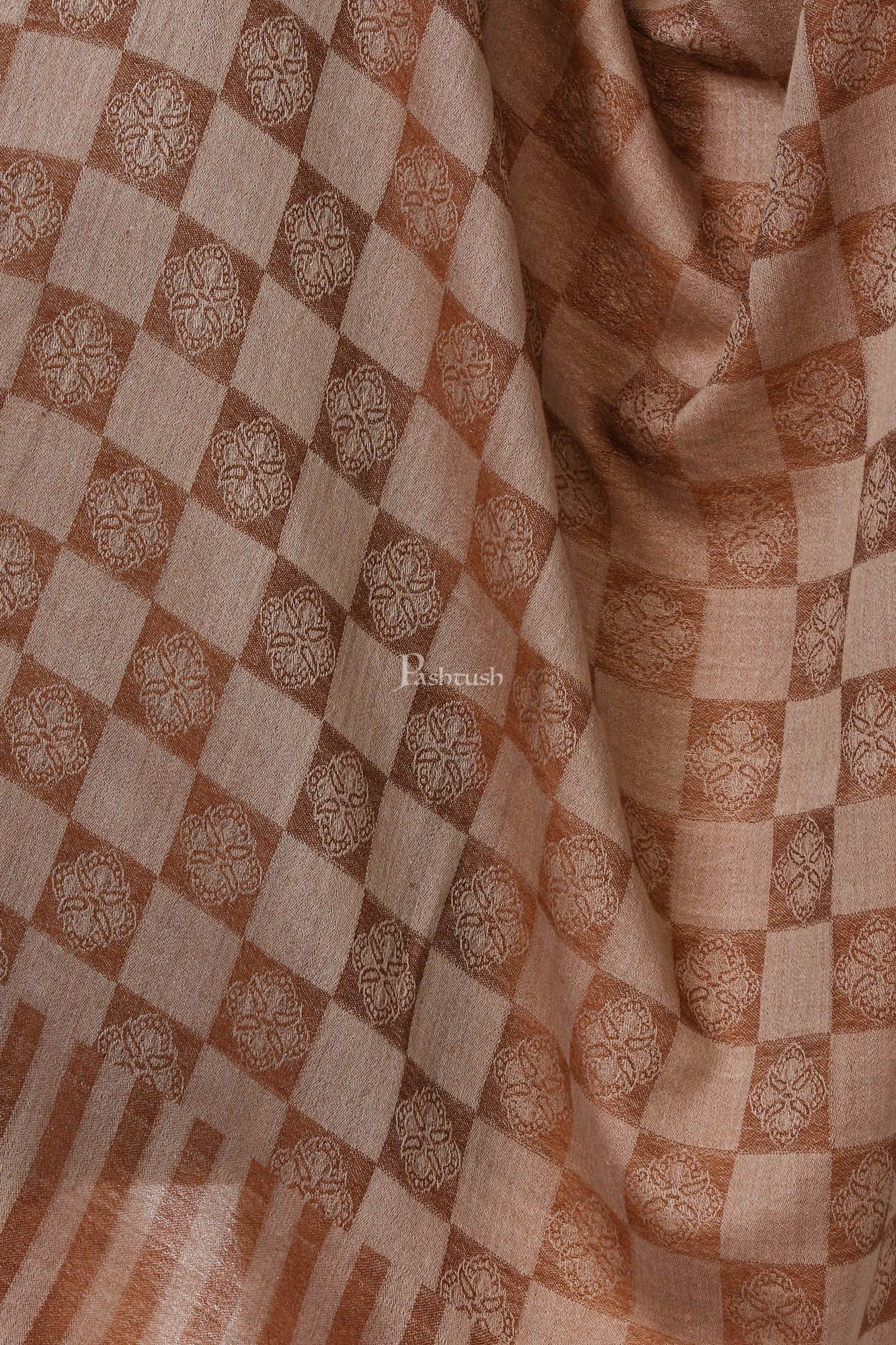 Pashtush India Womens Stoles and Scarves Scarf Pashtush Womens Luxury Wool Scarf, Fine Wool Stole, Coffee