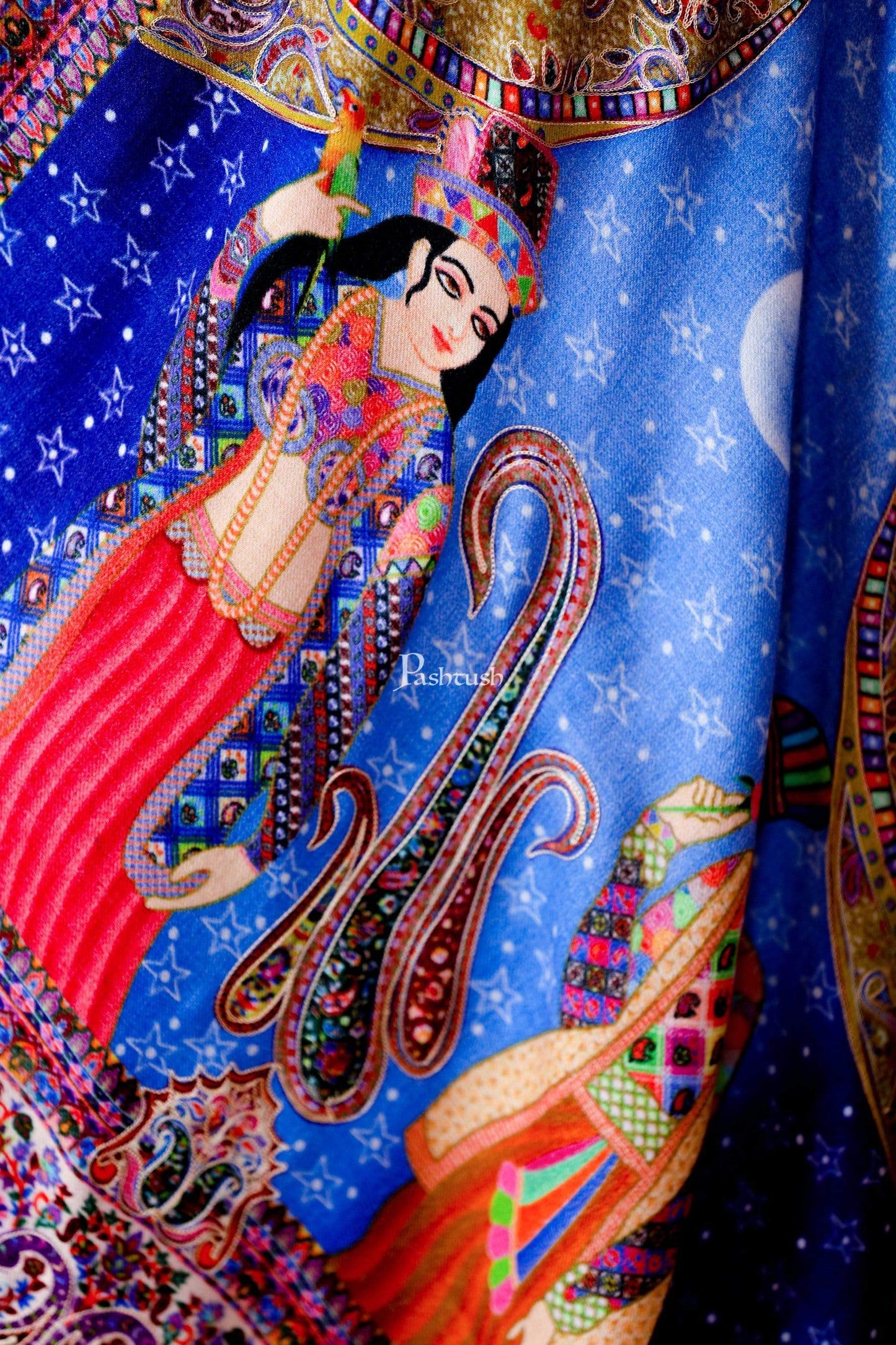 Pashtush India 100x200 Pashtush Womens Moon Shawl (chand-dar), Rashke Qamar (envy of the moon), Love Story Shawl. (Woolmark Certified)
