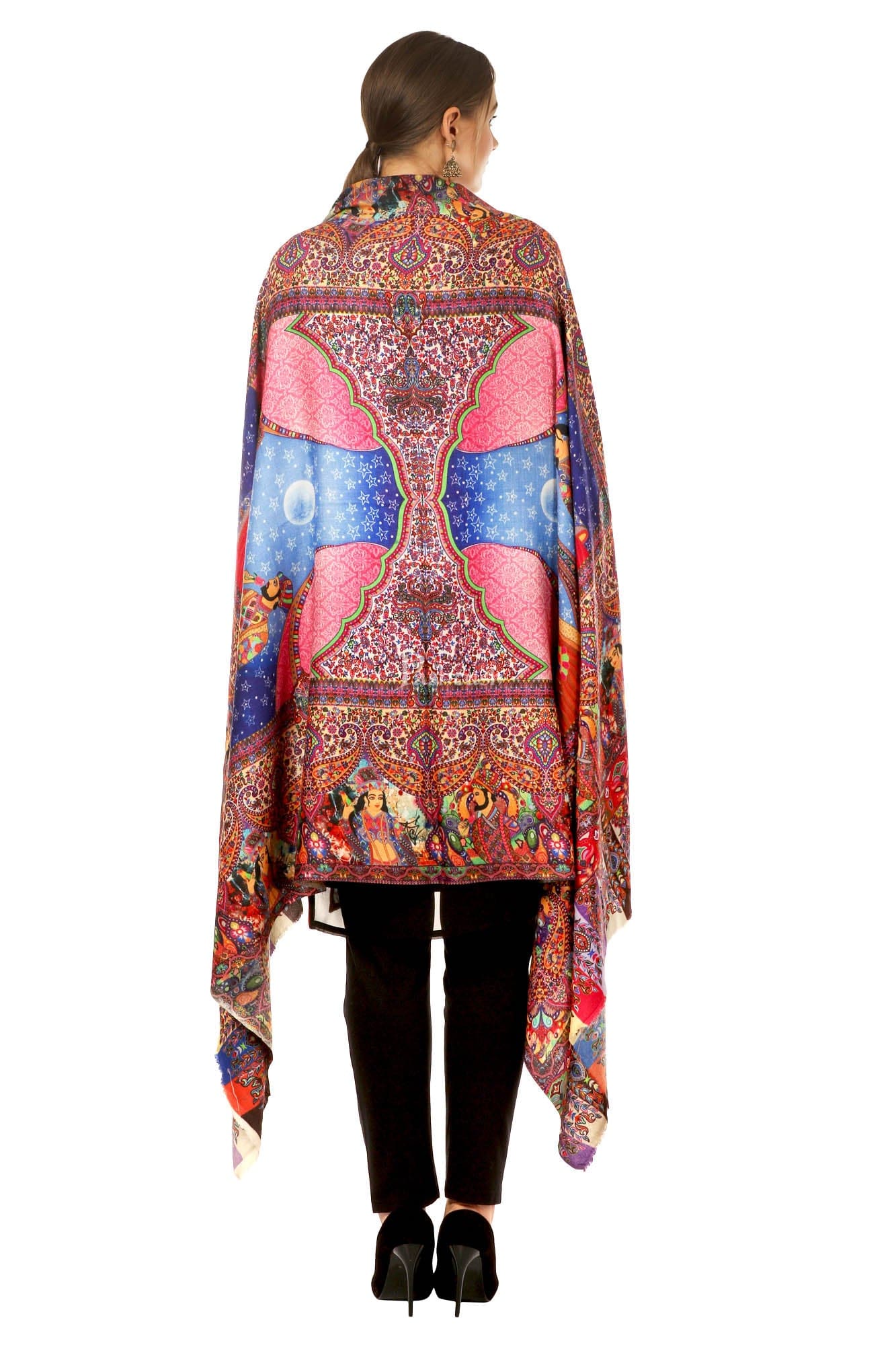 Pashtush India Womens Shawls Pashtush Womens Moon Shawl (Chand-Dar), Rashke Qamar (Envy Of The Moon), Love Story Shawl. (Woolmark Certified)