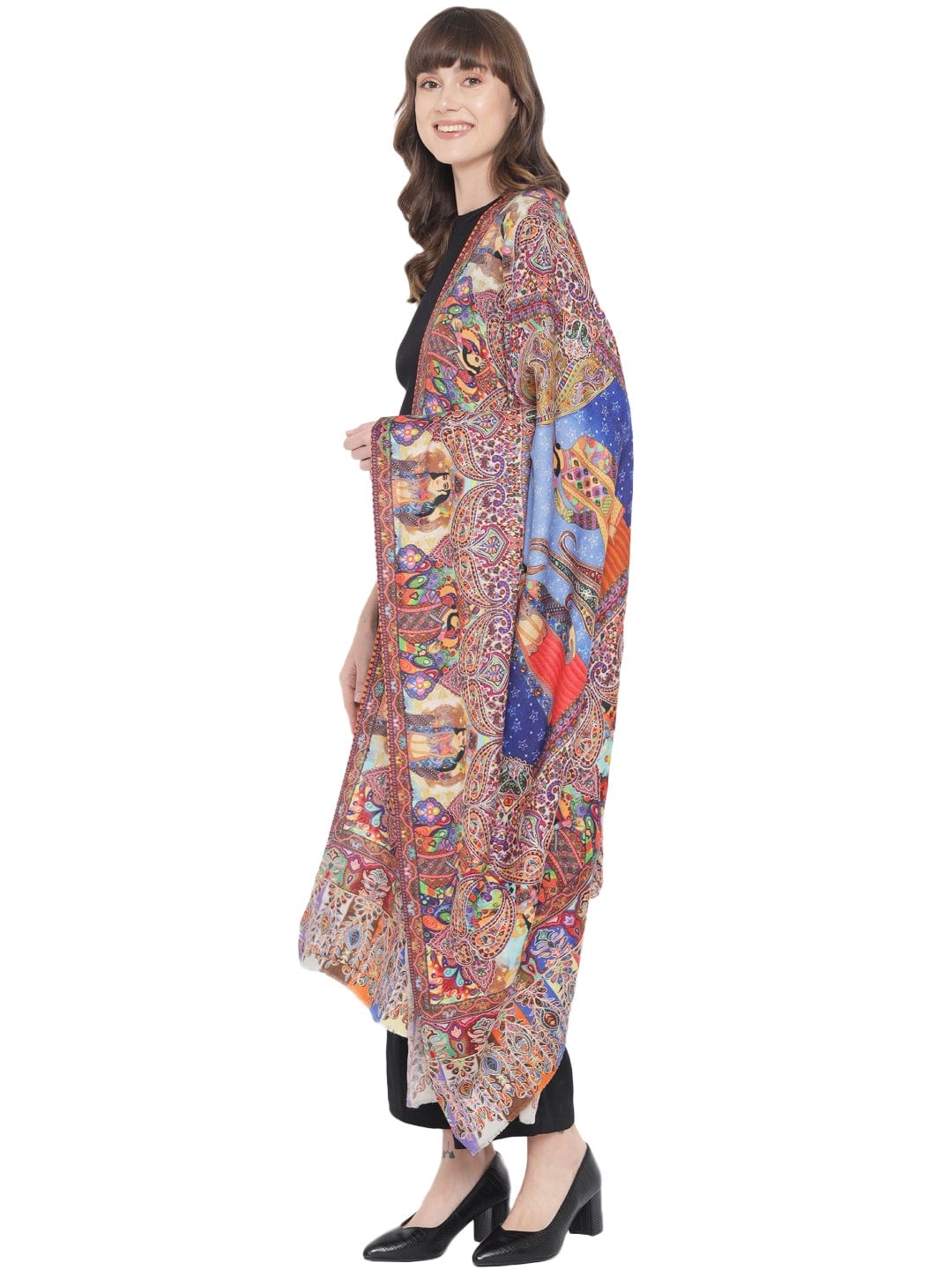Pashtush India Womens Shawls Pashtush Womens Moon Shawl (Chand-Dar), Rashke Qamar (Envy Of The Moon), Love Story Shawl. (Woolmark Certified)
