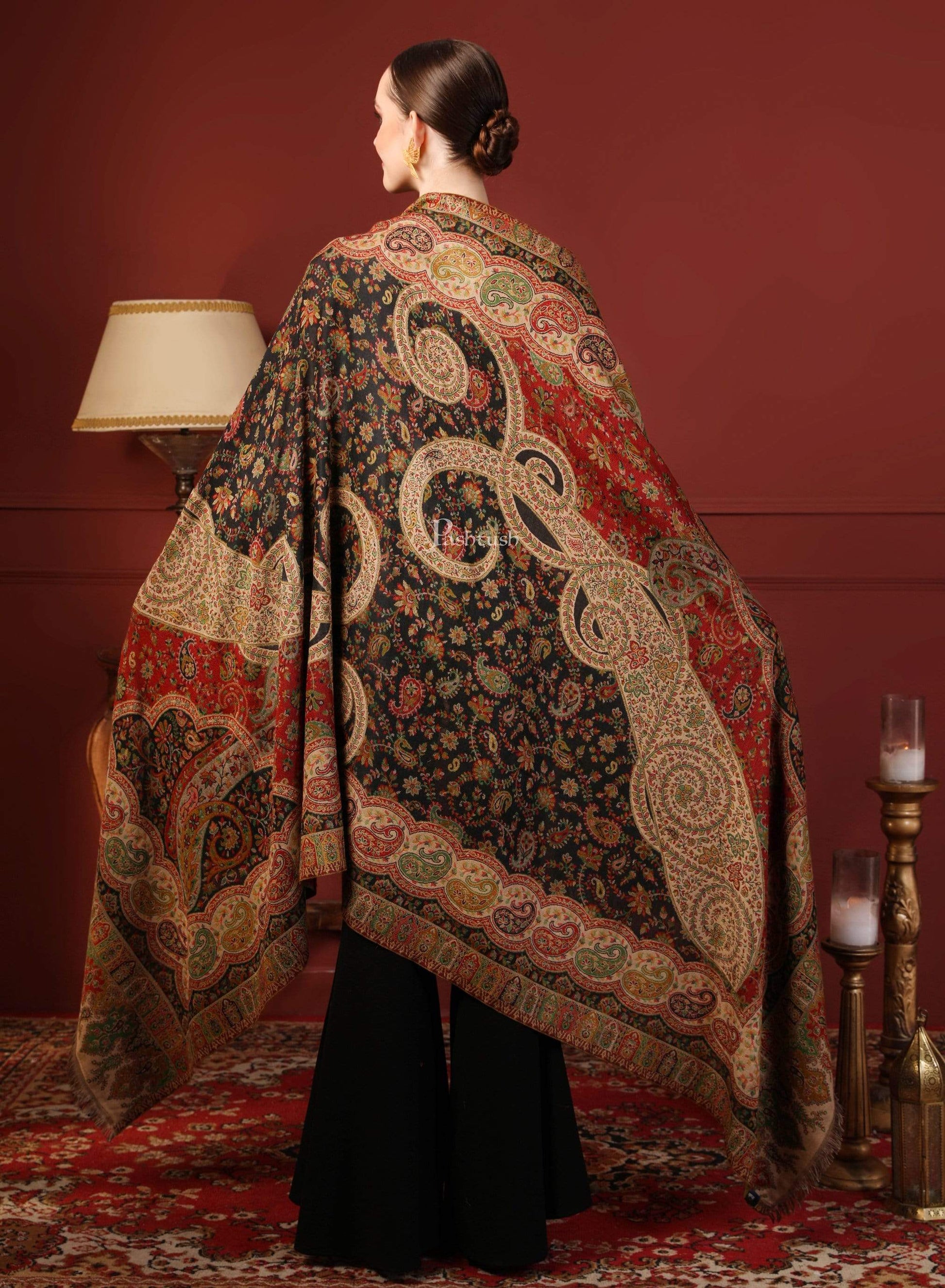 Pashtush India 100x200 Pashtush Womens Paisley Weave Kaani Shawl, Soft and Warm