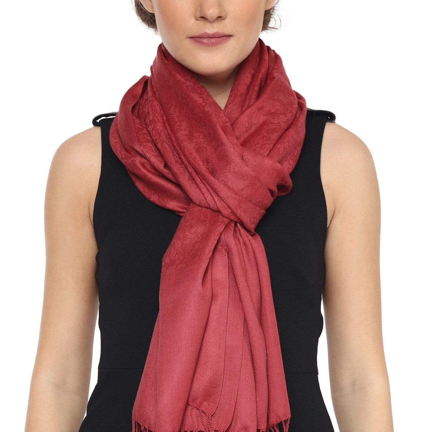 Pashtush India 70x200 Pashtush Womens Paisley Weave Scarf, Soft and Warm, Luxury Wool - Morning Rose