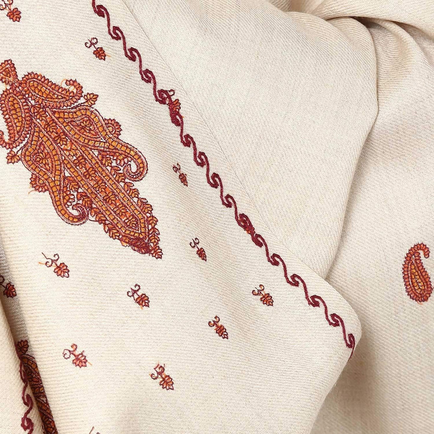 Pashtush Womens Palla Booti Shawl - Light Beige