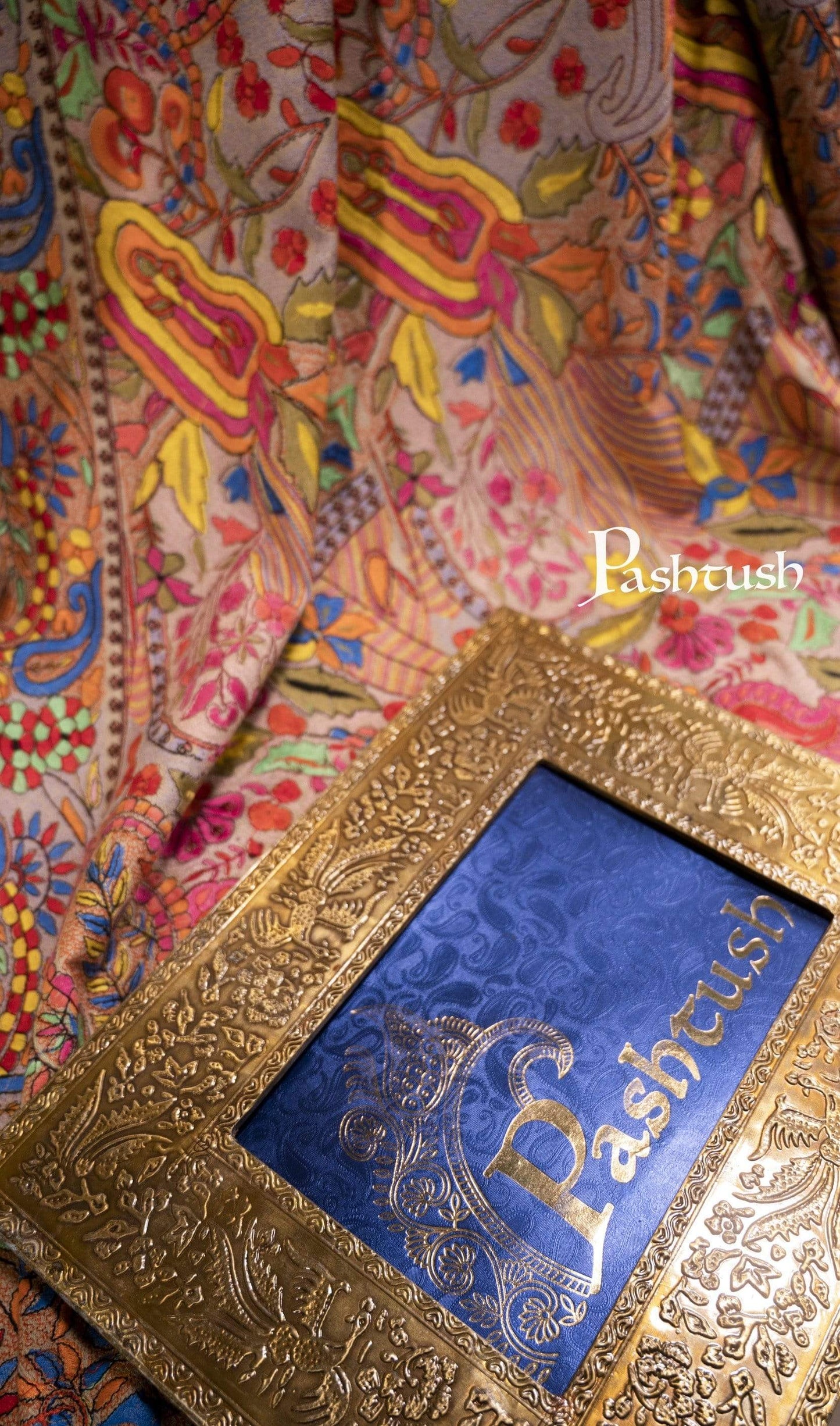 Pashtush India 100x200 Pashtush Womens Papier Machè Embroidery Jaal Shawl - Multicoloured