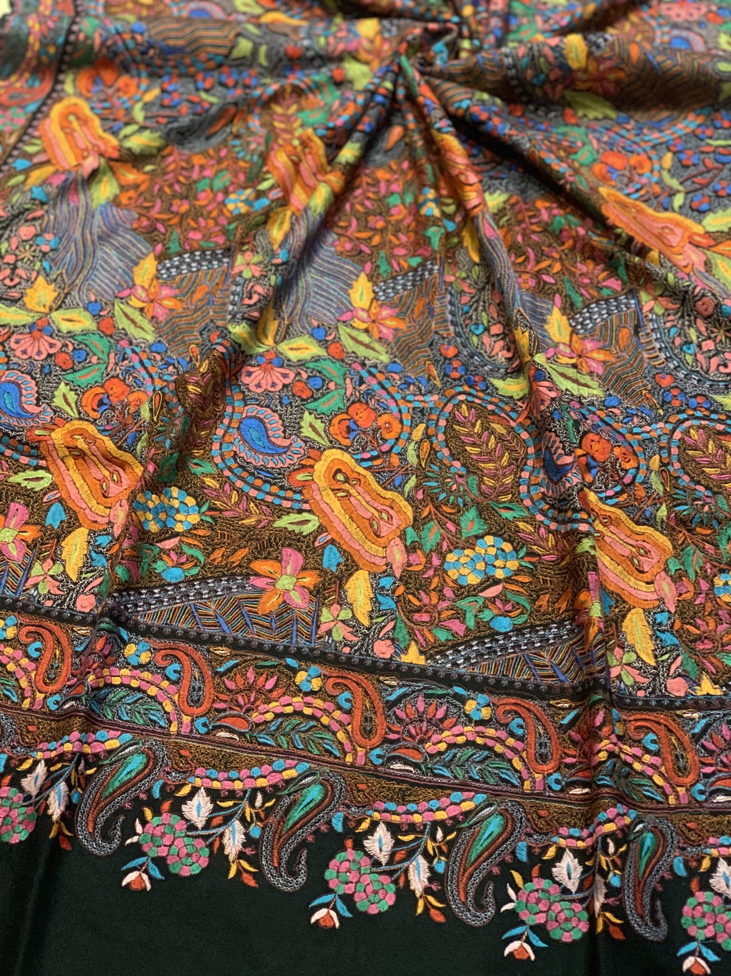 Pashtush India Shawl Pashtush Womens Papier Machè Embroidery Jaal Shawl - Multicoloured, Black